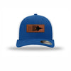 F-35 Aircraft Flag Flexfit Leather Patch Structured Trucker - ROYAL/WHITE