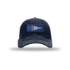 SR-71 Aircraft Flag Royal & Silver Patch Soft Mesh Trucker - NAVY/WHITE