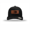 F-18 Aircraft Flag Flexfit Leather Patch Structured Trucker - BLACK/WHITE
