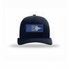 F-35 Aircraft Flag Royal & Silver Patch Structured Trucker - NAVY/WHITE