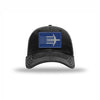C-5 Aircraft Flag Royal & Silver Patch Soft Mesh Trucker - BLACK/WHITE