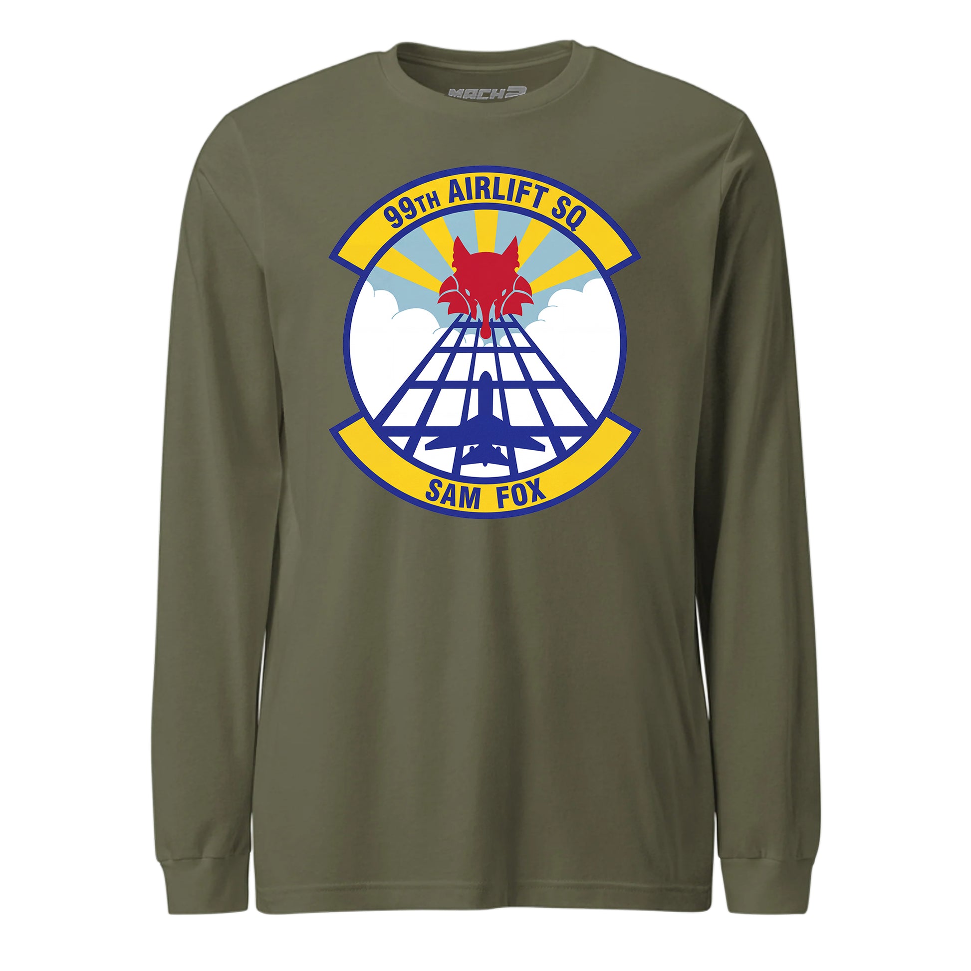 Mach2 Squadron Upload | 99TH AIRLIFT SQUADRON | Long Sleeve | OD Green | MACH-LONG-SLEEVE-FRONT-OD.jpg