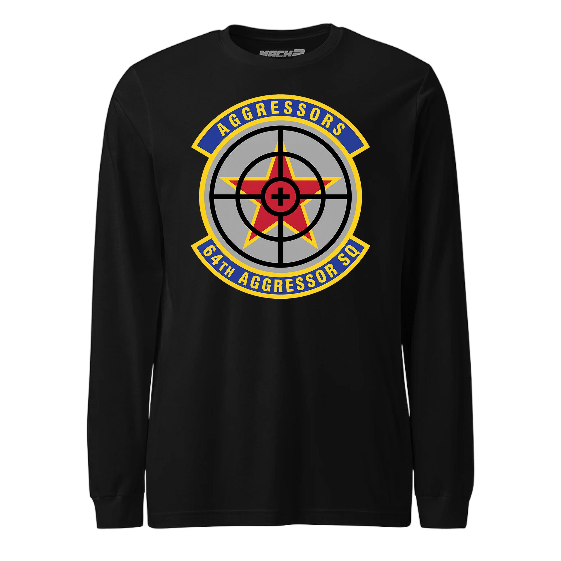 Mach2 Squadron Upload | 64TH AGGRESSOR SQUADRON | Long Sleeve | Black | MACH-LONG-SLEEVE-FRONT-BLACK.jpg