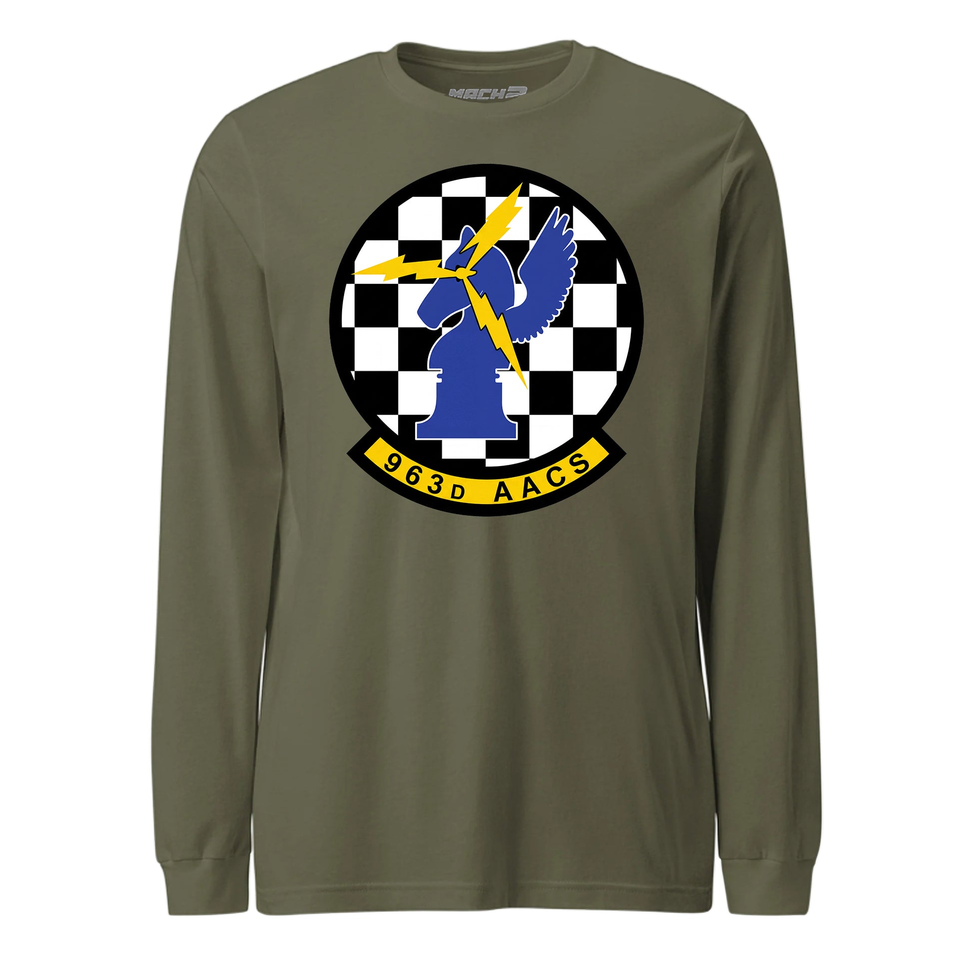 Mach2 Squadron Upload | 963RD AIRBORNE AIR CONTROL SQUADRON | Long Sleeve | OD Green | MACH-LONG-SLEEVE-FRONT-OD.jpg