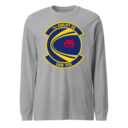Mach2 Squadron Upload | 1ST AIRLIFT SQUADRON | Long Sleeve | Heather Grey | MACH-LONG-SLEEVE-FRONT-GREY.jpg