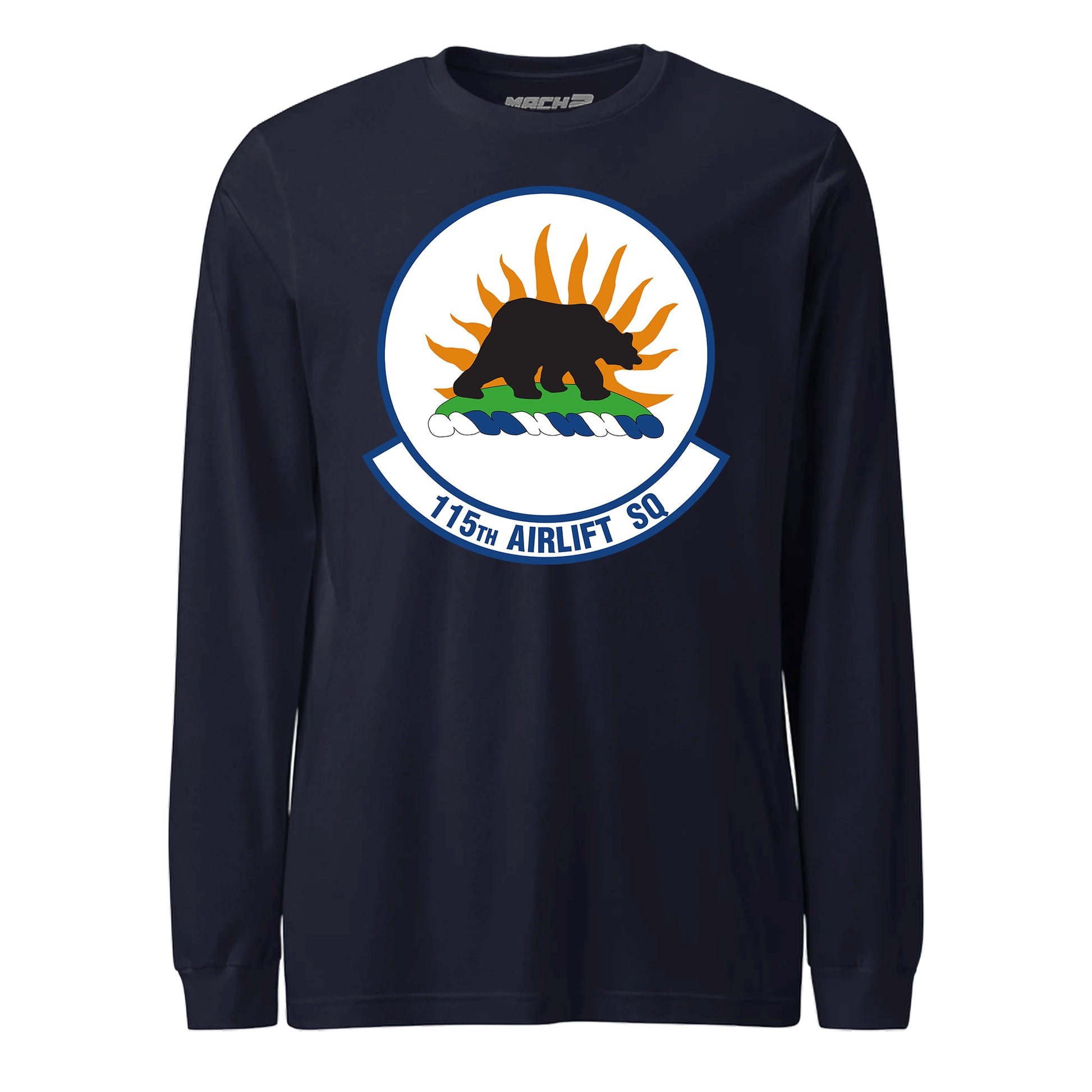 Mach2 Squadron Upload | 115TH AIRLIFT SQUADRON | Long Sleeve | Navy | MACH-LONG-SLEEVE-FRONT-NAVY.jpg