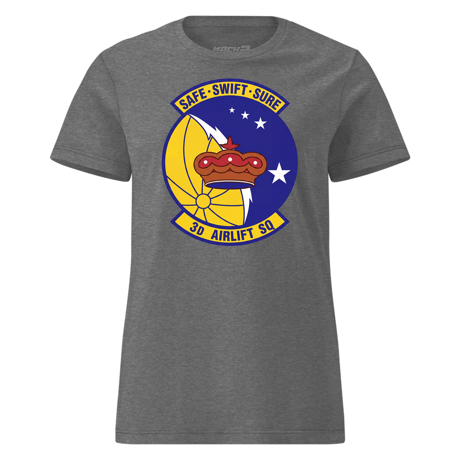 Mach2 Squadron Upload | 3RD AIRLIFT SQUADRON | Womens | Charcoal Heather | MACH-WOMENS-FRONT-CHARCOAL.jpg