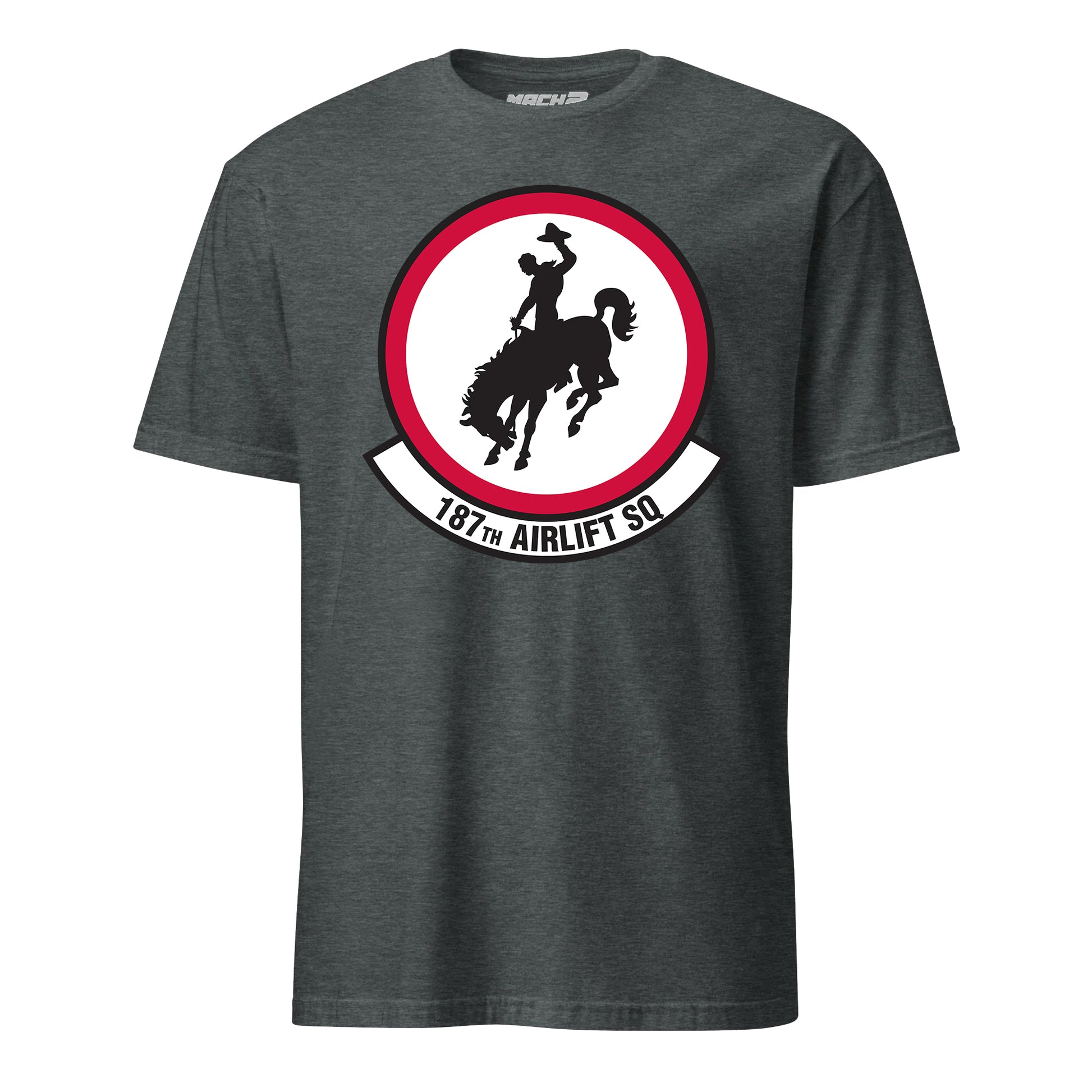 Mach2 Squadron Upload | 187TH AIRLIFT SQUADRON | T-Shirt | Charcoal Heather | MACH-SHORT-SLEEVE-FRONT-CHARCOAL.jpg