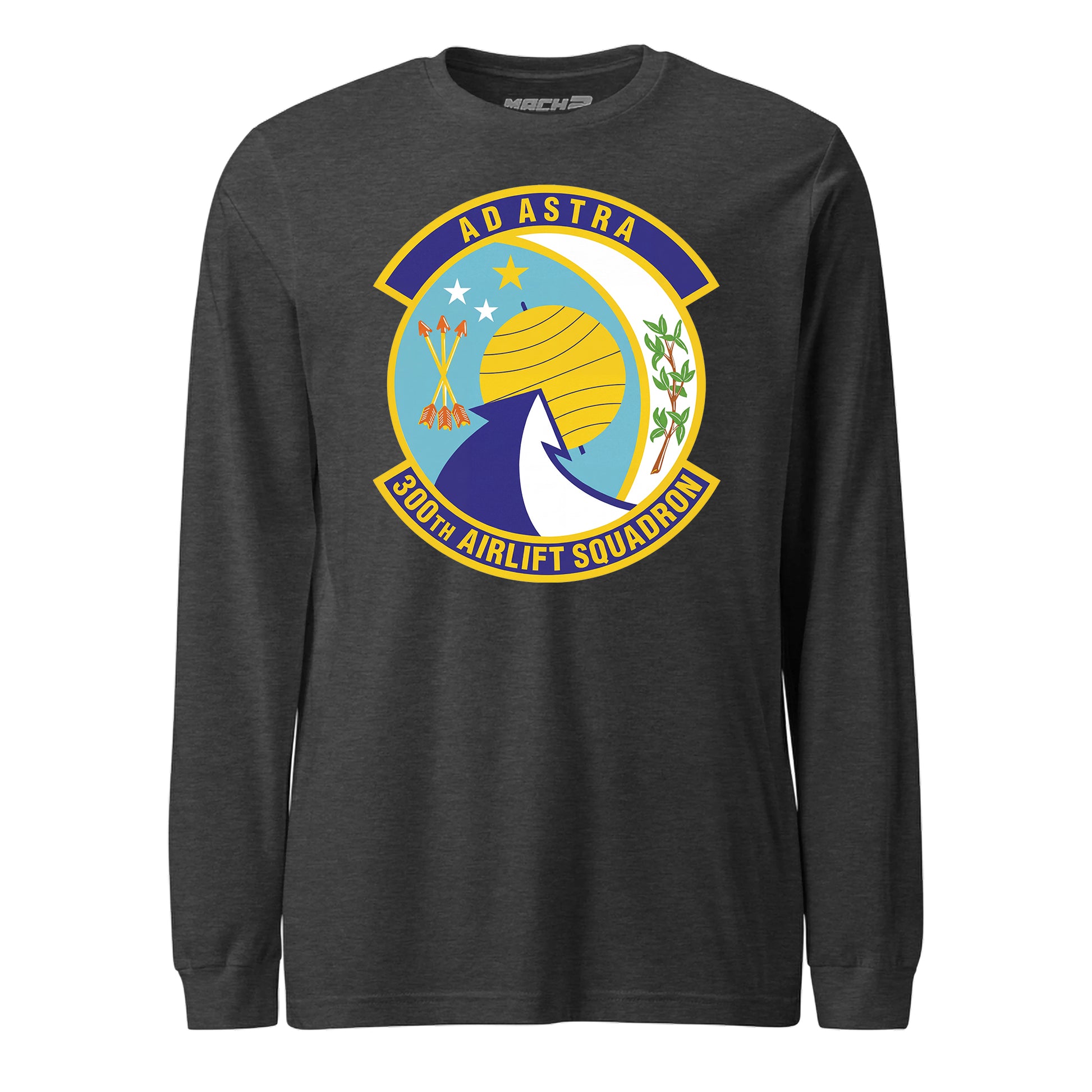 Mach2 Squadron Upload | 300TH AIRLIFT SQUADRON | Long Sleeve | Charcoal Heather | MACH-LONG-SLEEVE-FRONT-CHARCOAL.jpg