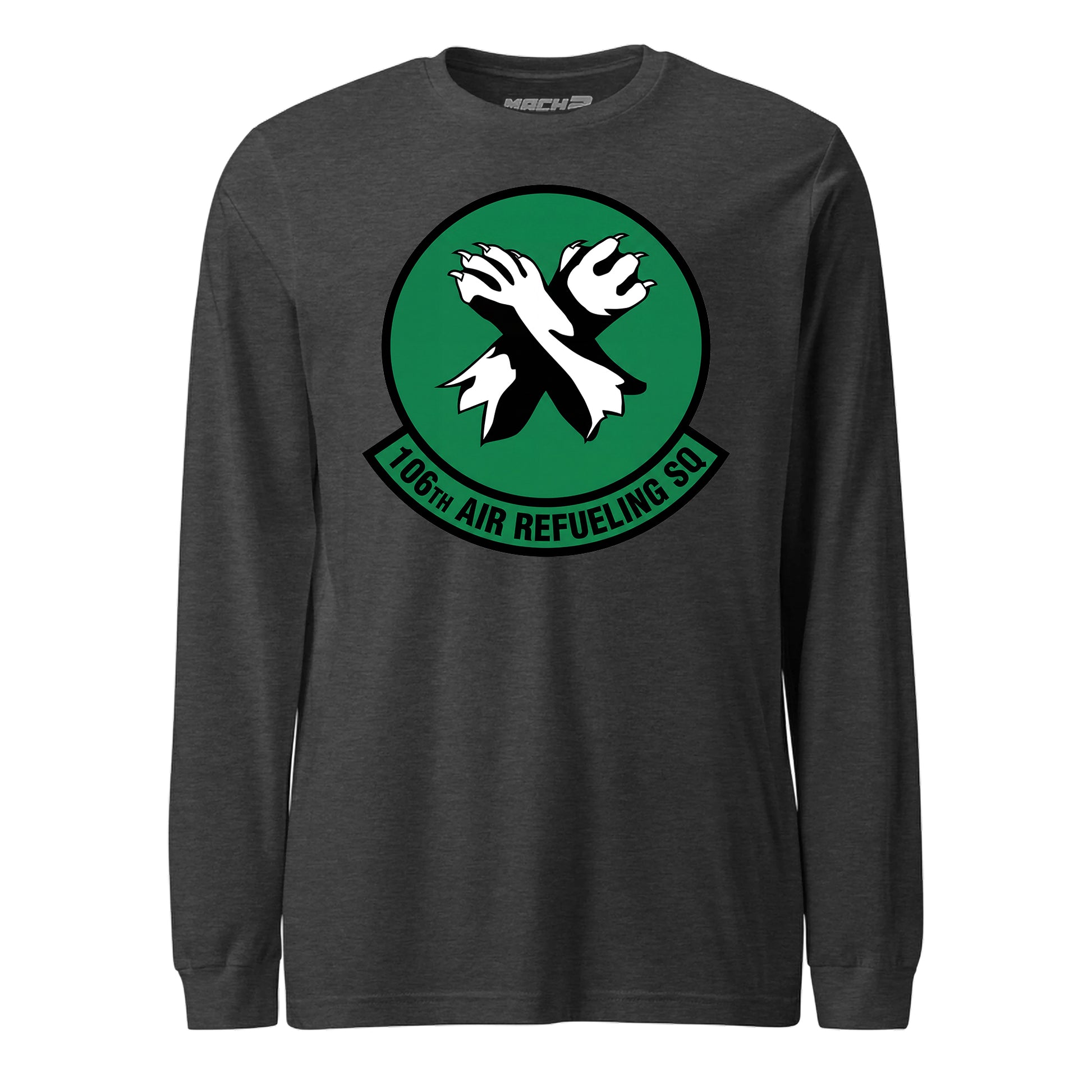 Mach2 Squadron Upload | 106TH AIR REFUELING SQUADRON | Long Sleeve | Charcoal Heather | MACH-LONG-SLEEVE-FRONT-CHARCOAL.jpg