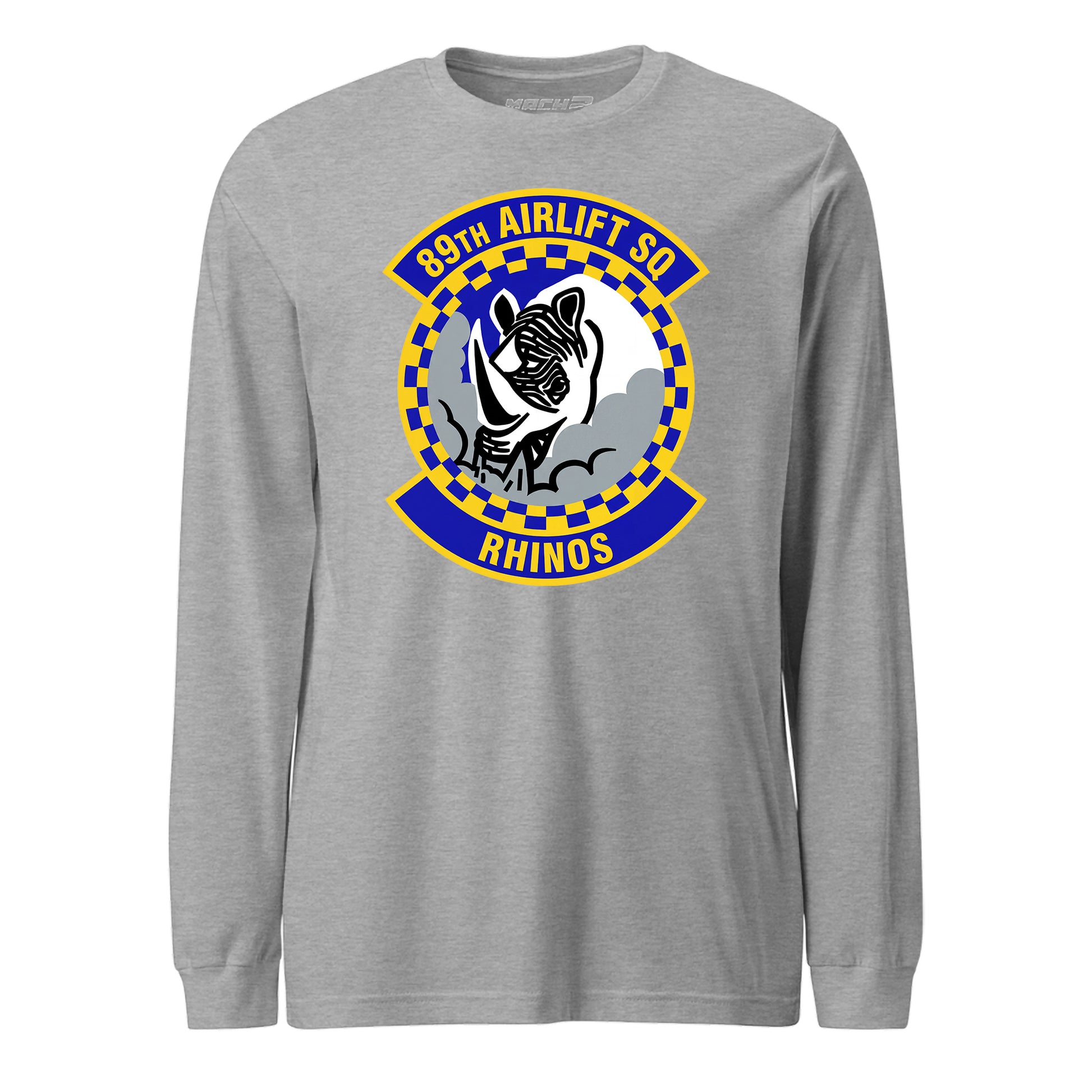 Mach2 Squadron Upload | 89TH AIRLIFT SQUADRON | Long Sleeve | Heather Grey | MACH-LONG-SLEEVE-FRONT-GREY.jpg