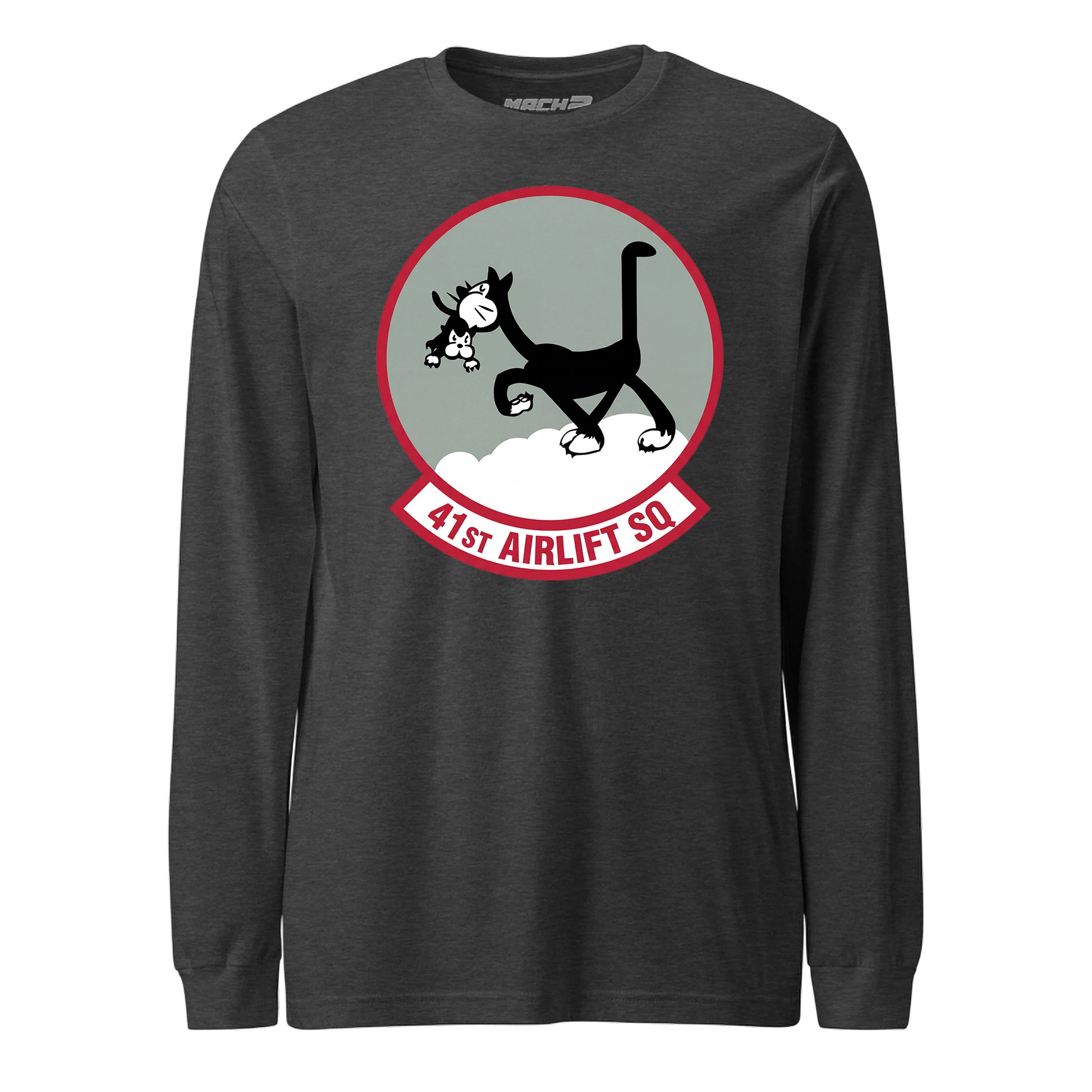 Mach2 Squadron Upload | 41ST AIRLIFT SQUADRON | Long Sleeve | Charcoal Heather | MACH-LONG-SLEEVE-FRONT-CHARCOAL.jpg