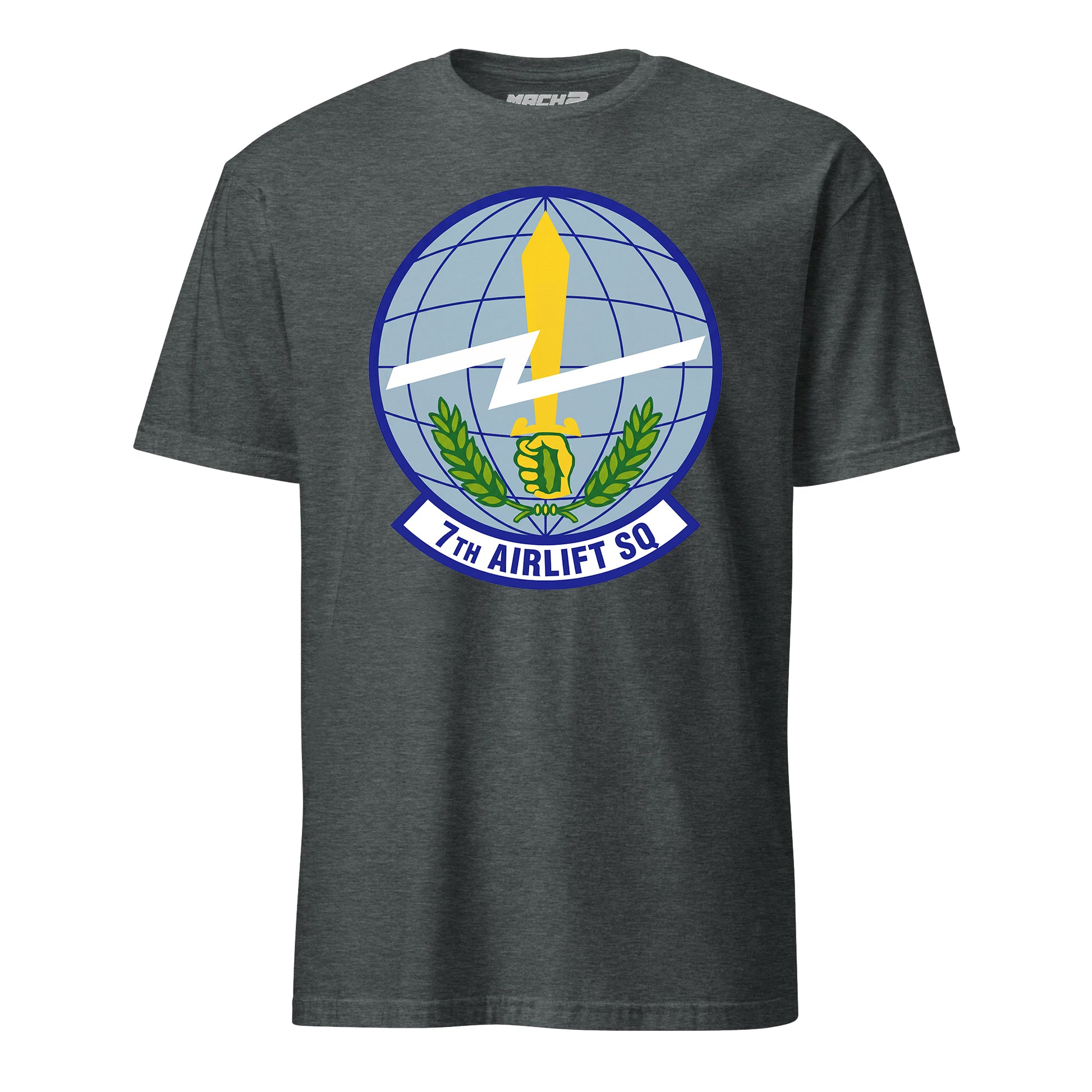 Mach2 Squadron Upload | 7TH AIRLIFT SQUADRON | T-Shirt | Charcoal Heather | MACH-SHORT-SLEEVE-FRONT-CHARCOAL.jpg