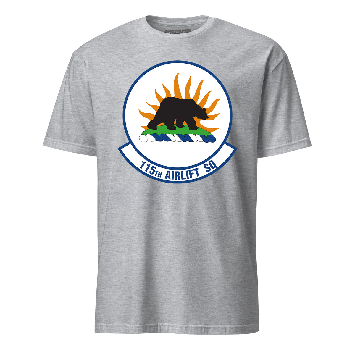 Mach2 Squadron Upload | 115TH AIRLIFT SQUADRON | T-Shirt | Heather Grey | MACH-SHORT-SLEEVE-FRONT-GREY.jpg