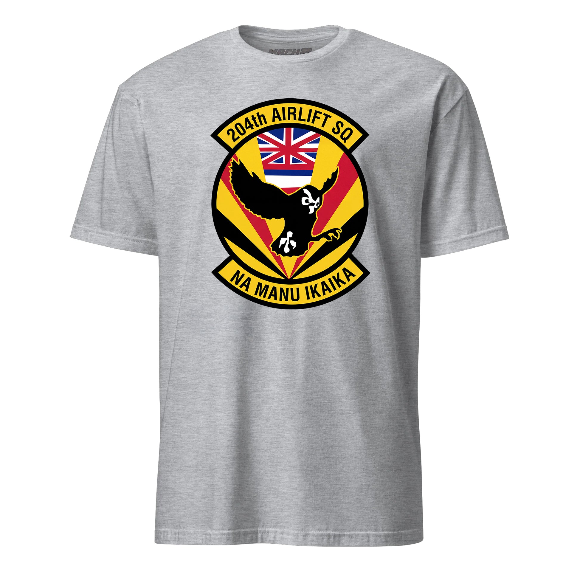Mach2 Squadron Upload | 204TH AIRLIFT SQUADRON | T-Shirt | Heather Grey | MACH-SHORT-SLEEVE-FRONT-GREY.jpg