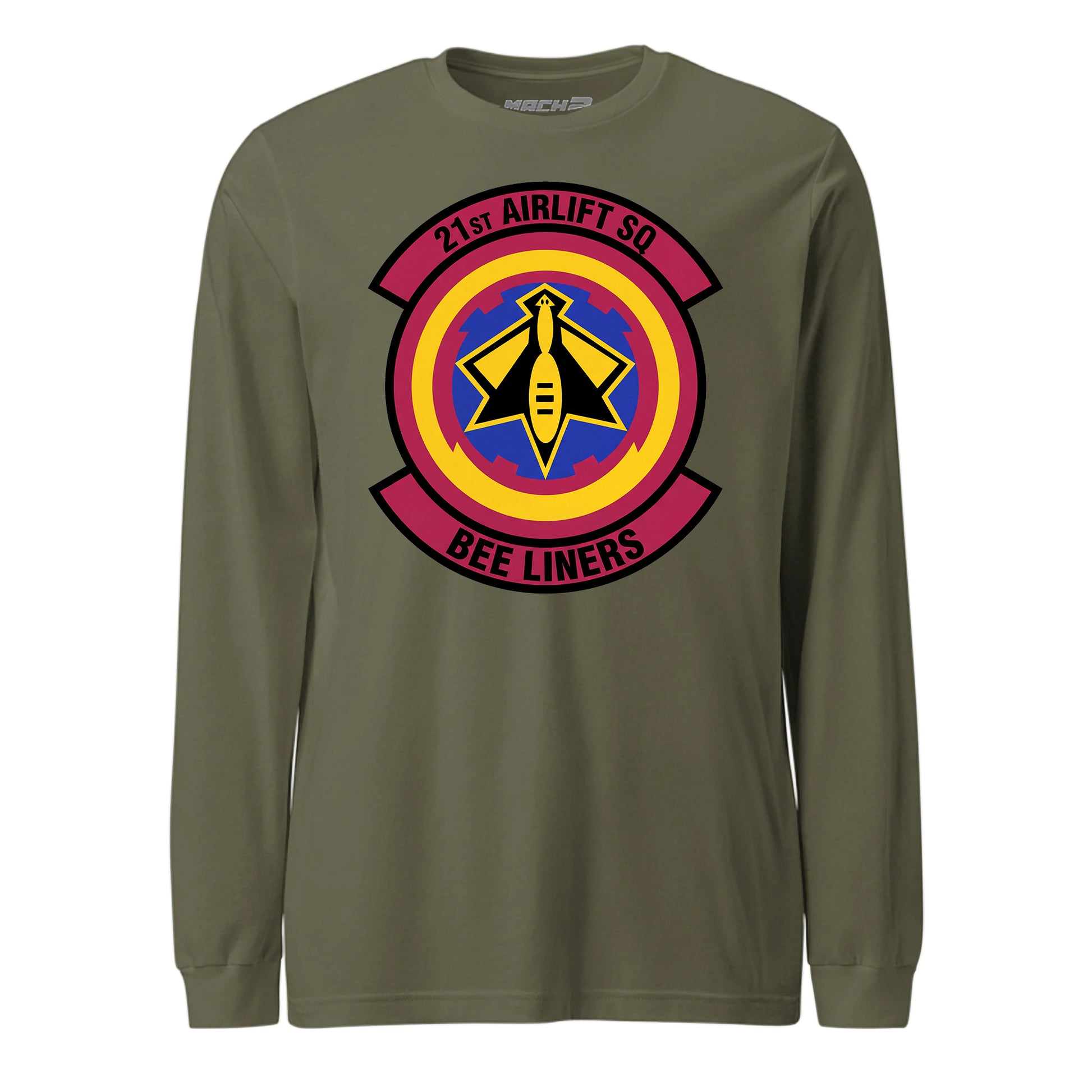 Mach2 Squadron Upload | 21ST AIRLIFT SQUADRON | Long Sleeve | OD Green | MACH-LONG-SLEEVE-FRONT-OD.jpg