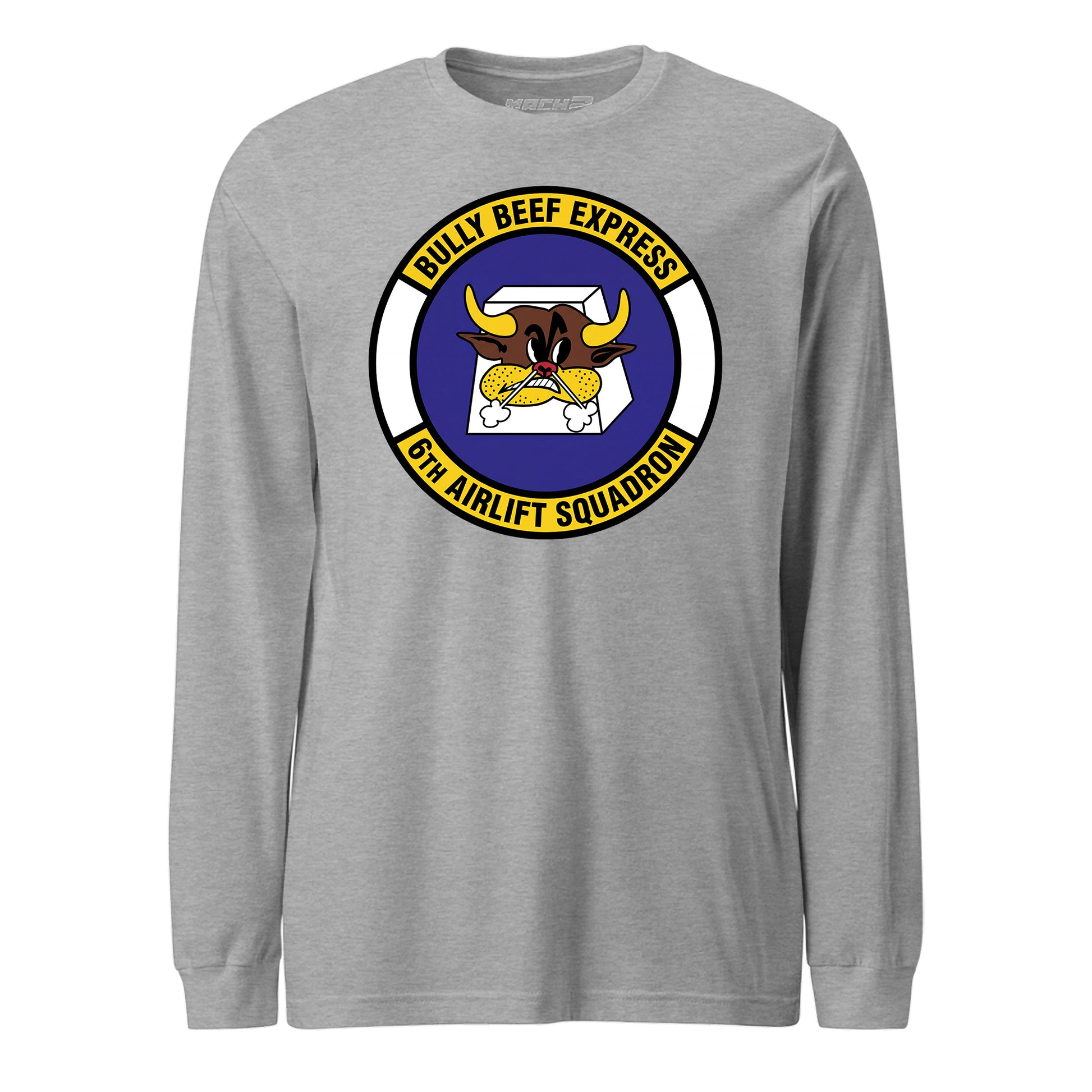 Mach2 Squadron Upload | 6TH AIRLIFT SQUADRON | Long Sleeve | Heather Grey | MACH-LONG-SLEEVE-FRONT-GREY.jpg
