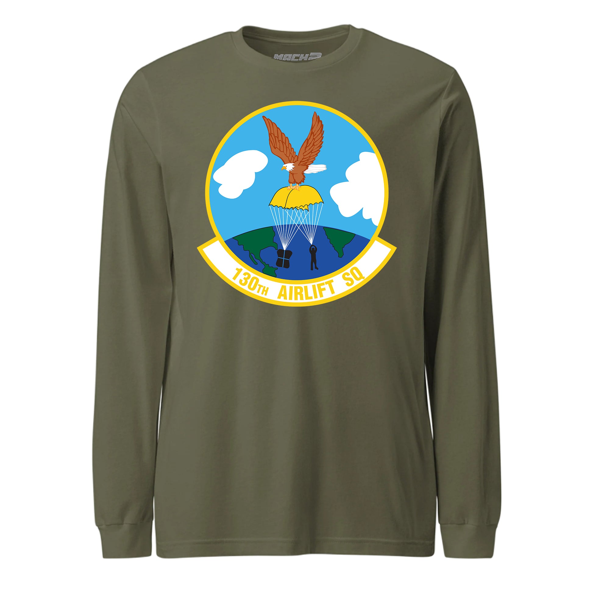Mach2 Squadron Upload | 130TH AIRLIFT SQUADRON | Long Sleeve | OD Green | MACH-LONG-SLEEVE-FRONT-OD.jpg