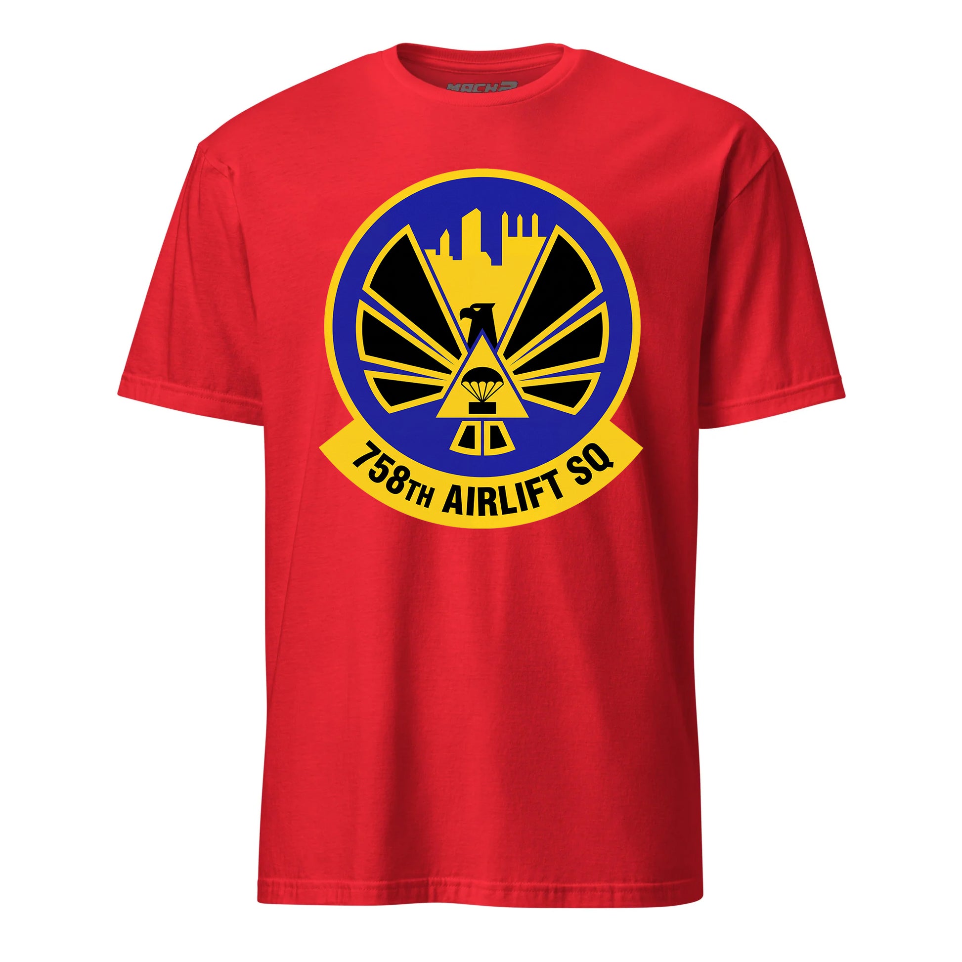 Mach2 Squadron Upload | 758TH AIRLIFT SQUADRON | T-Shirt | Red | MACH-SHORT-SLEEVE-FRONT-RED.jpg