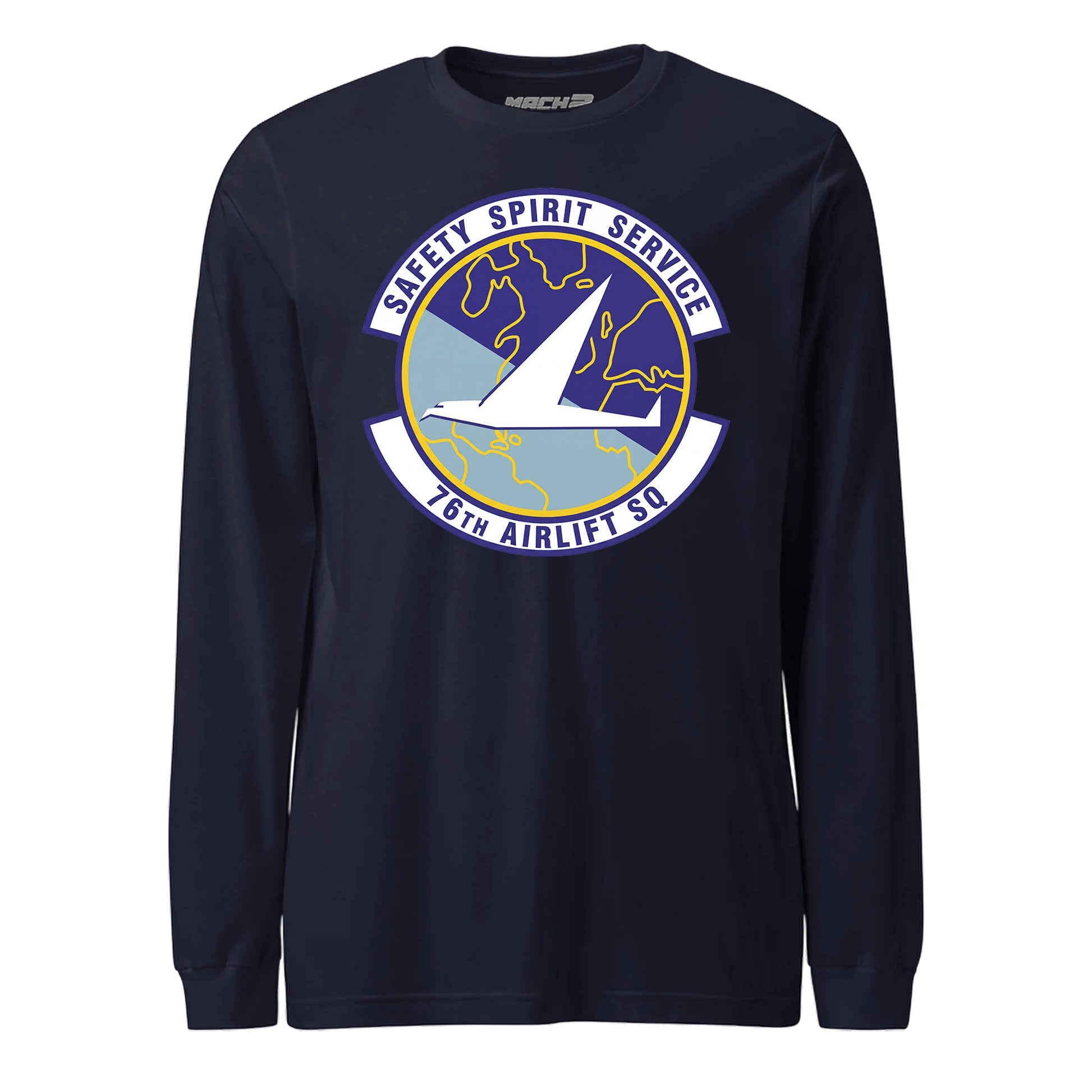 Mach2 Squadron Upload | 76TH AIRLIFT SQUADRON | Long Sleeve | Navy | MACH-LONG-SLEEVE-FRONT-NAVY.jpg