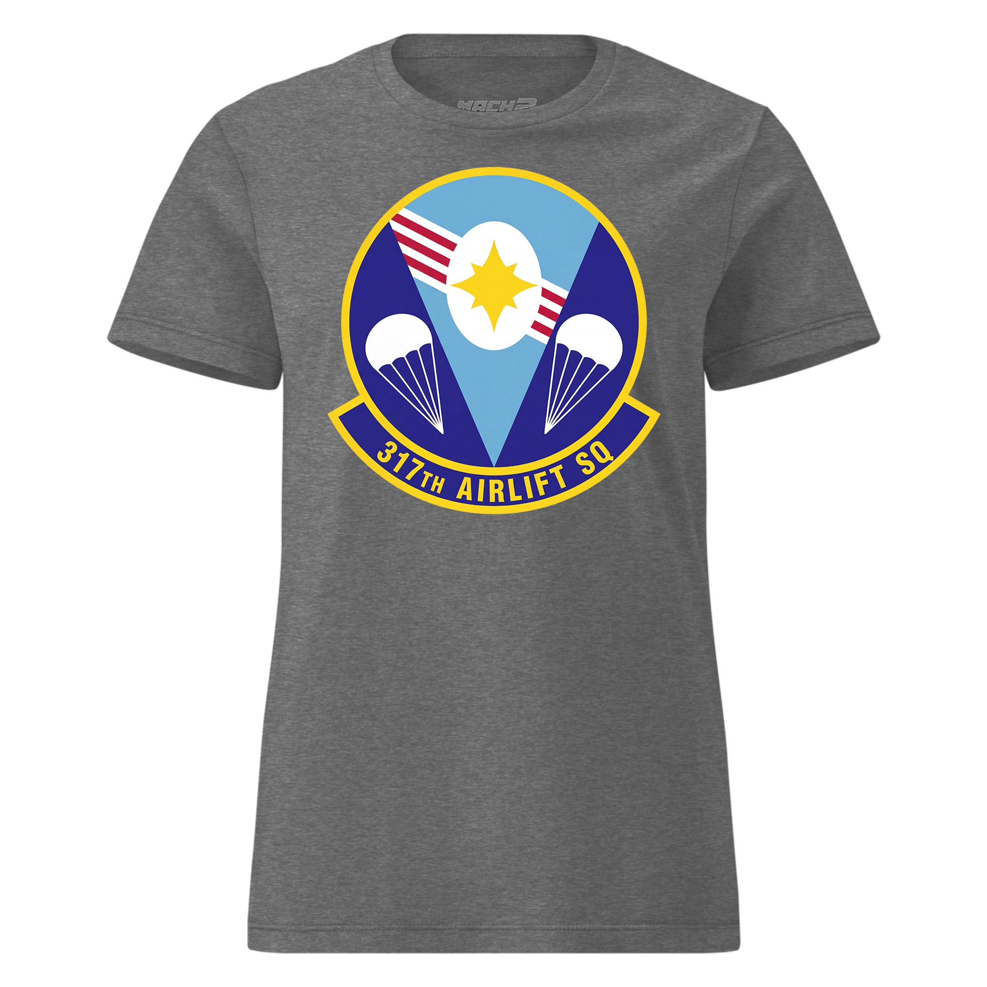 Mach2 Squadron Upload | 317TH AIRLIFT SQUADRON | Womens | Charcoal Heather | MACH-WOMENS-FRONT-CHARCOAL.jpg