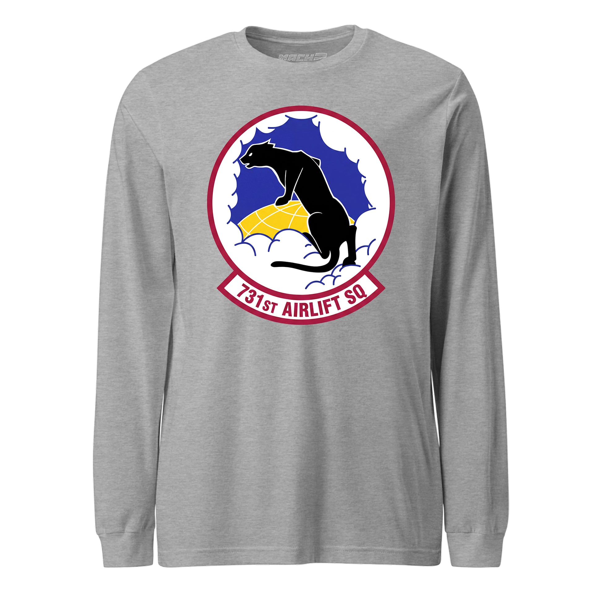 Mach2 Squadron Upload | 731ST AIRLIFT SQUADRON | Long Sleeve | Heather Grey | MACH-LONG-SLEEVE-FRONT-GREY.jpg