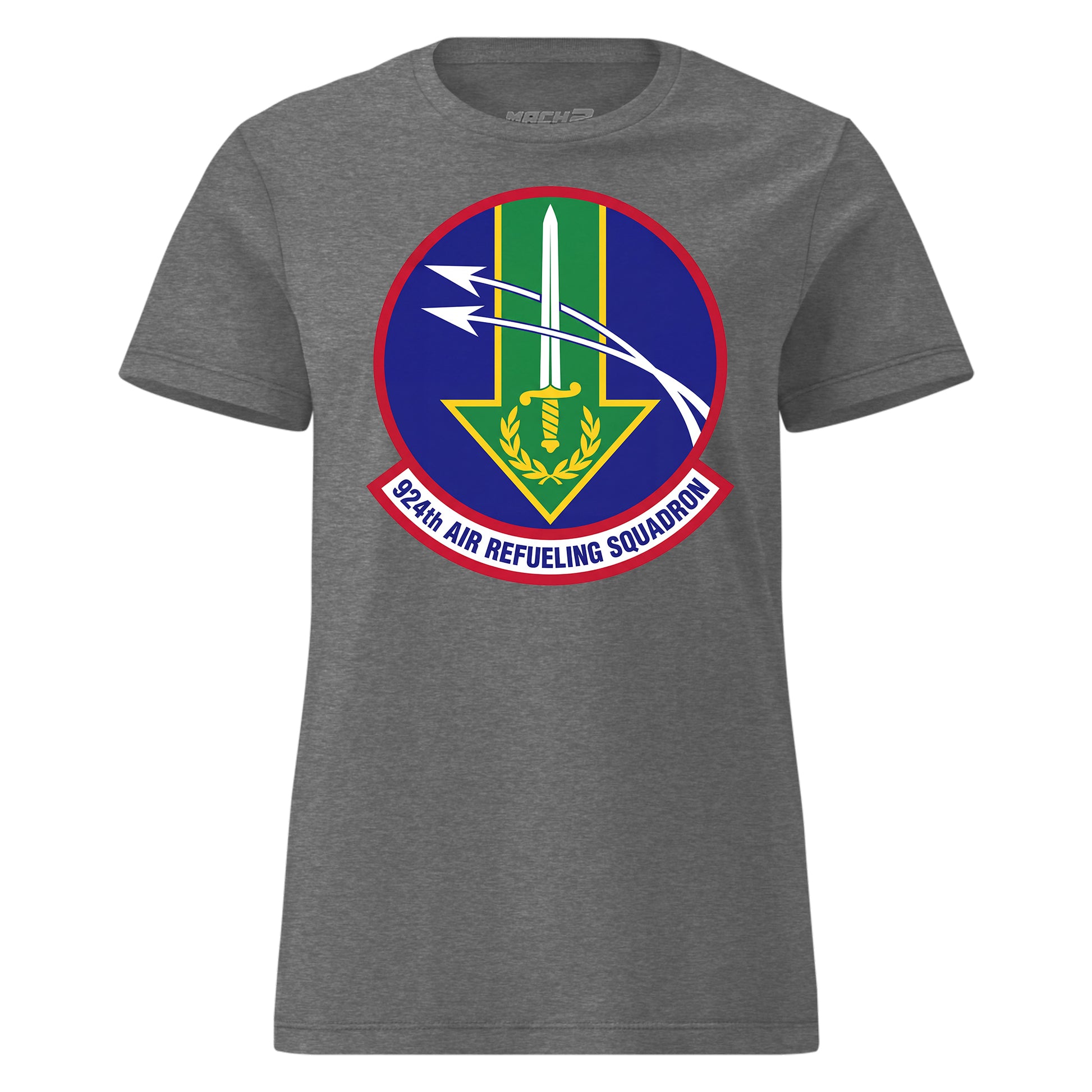 Mach2 Squadron Upload | 924TH AIR REFUELING SQUADRON | Womens | Charcoal Heather | MACH-WOMENS-FRONT-CHARCOAL.jpg