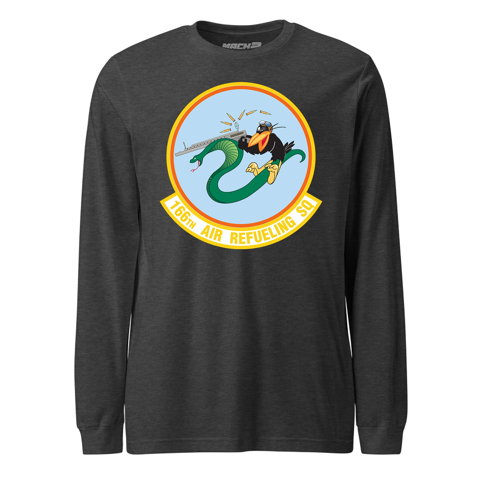 Mach2 Squadron Upload | 166TH AIR REFUELING SQUADRON | Long Sleeve | Charcoal Heather | MACH-LONG-SLEEVE-FRONT-CHARCOAL.jpg