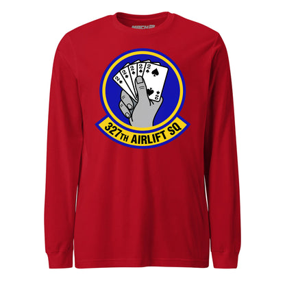Mach2 Squadron Upload | 327TH AIRLIFT SQUADRON | Long Sleeve | Red | MACH-LONG-SLEEVE-FRONT-RED.jpg