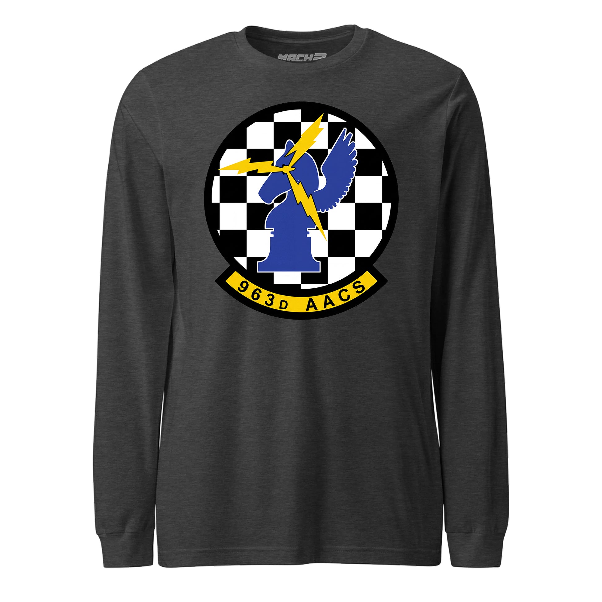 Mach2 Squadron Upload | 963RD AIRBORNE AIR CONTROL SQUADRON | Long Sleeve | Charcoal Heather | MACH-LONG-SLEEVE-FRONT-CHARCOAL.jpg