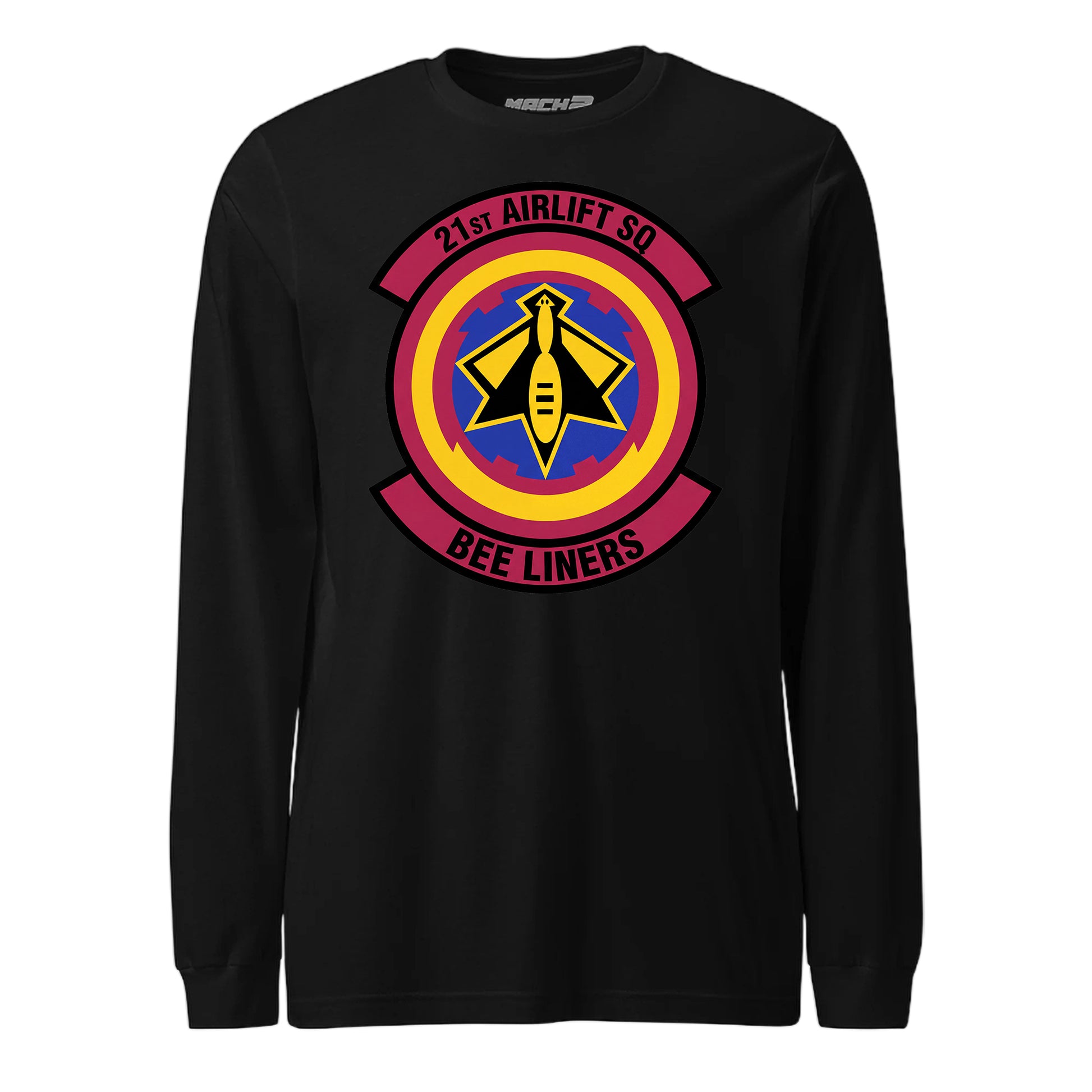 Mach2 Squadron Upload | 21ST AIRLIFT SQUADRON | Long Sleeve | Black | MACH-LONG-SLEEVE-FRONT-BLACK.jpg