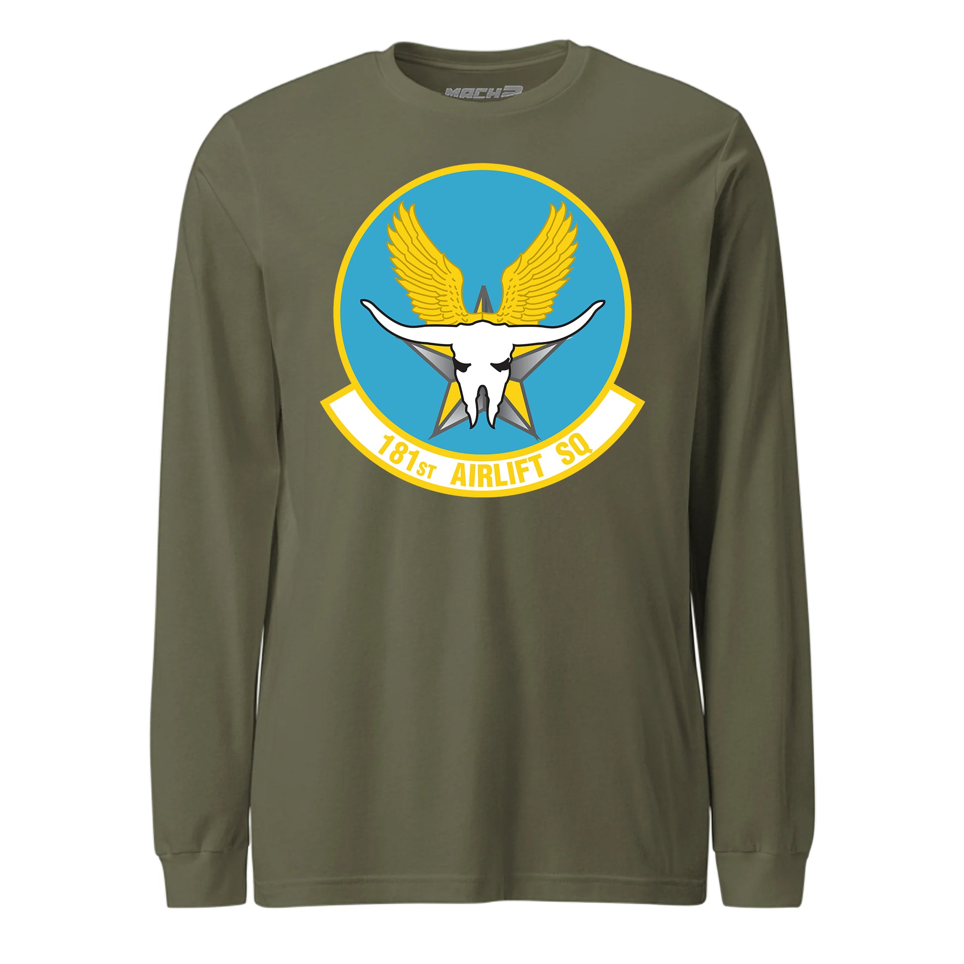 Mach2 Squadron Upload | 181ST AIRLIFT SQUADRON | Long Sleeve | OD Green | MACH-LONG-SLEEVE-FRONT-OD.jpg