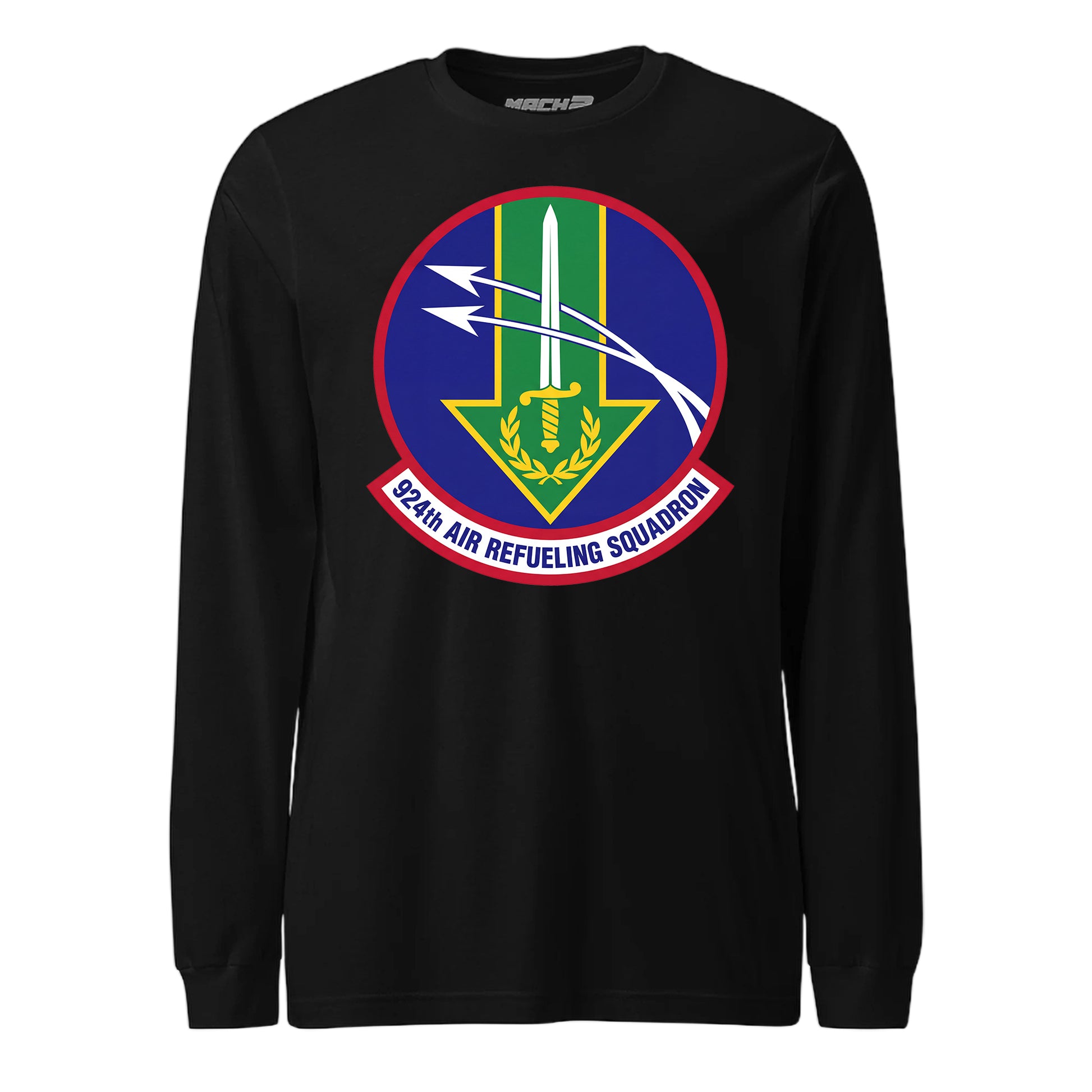 Mach2 Squadron Upload | 924TH AIR REFUELING SQUADRON | Long Sleeve | Black | MACH-LONG-SLEEVE-FRONT-BLACK.jpg