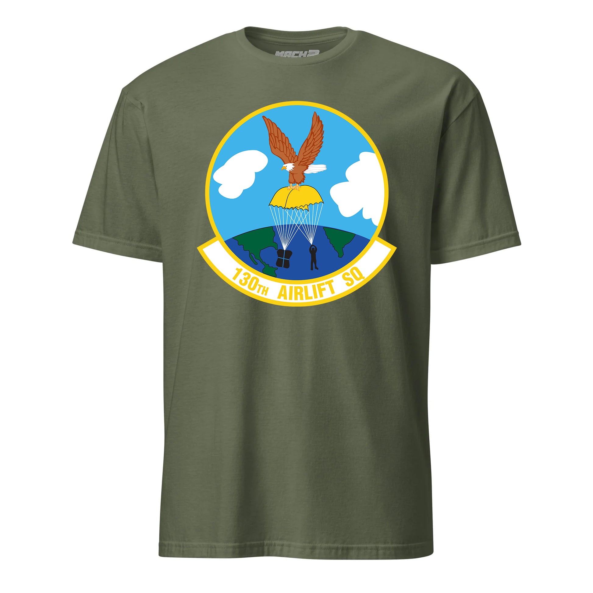 Mach2 Squadron Upload | 130TH AIRLIFT SQUADRON | T-Shirt | OD Green | MACH-SHORT-SLEEVE-FRONT-OD.jpg