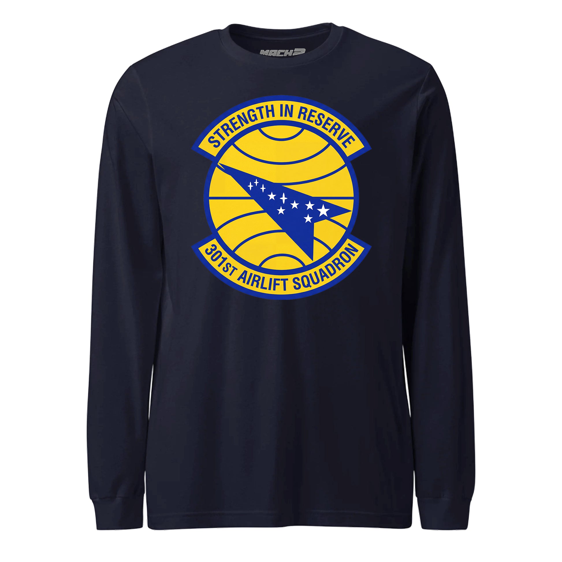Mach2 Squadron Upload | 301ST AIRLIFT SQUADRON | Long Sleeve | Navy | MACH-LONG-SLEEVE-FRONT-NAVY.jpg