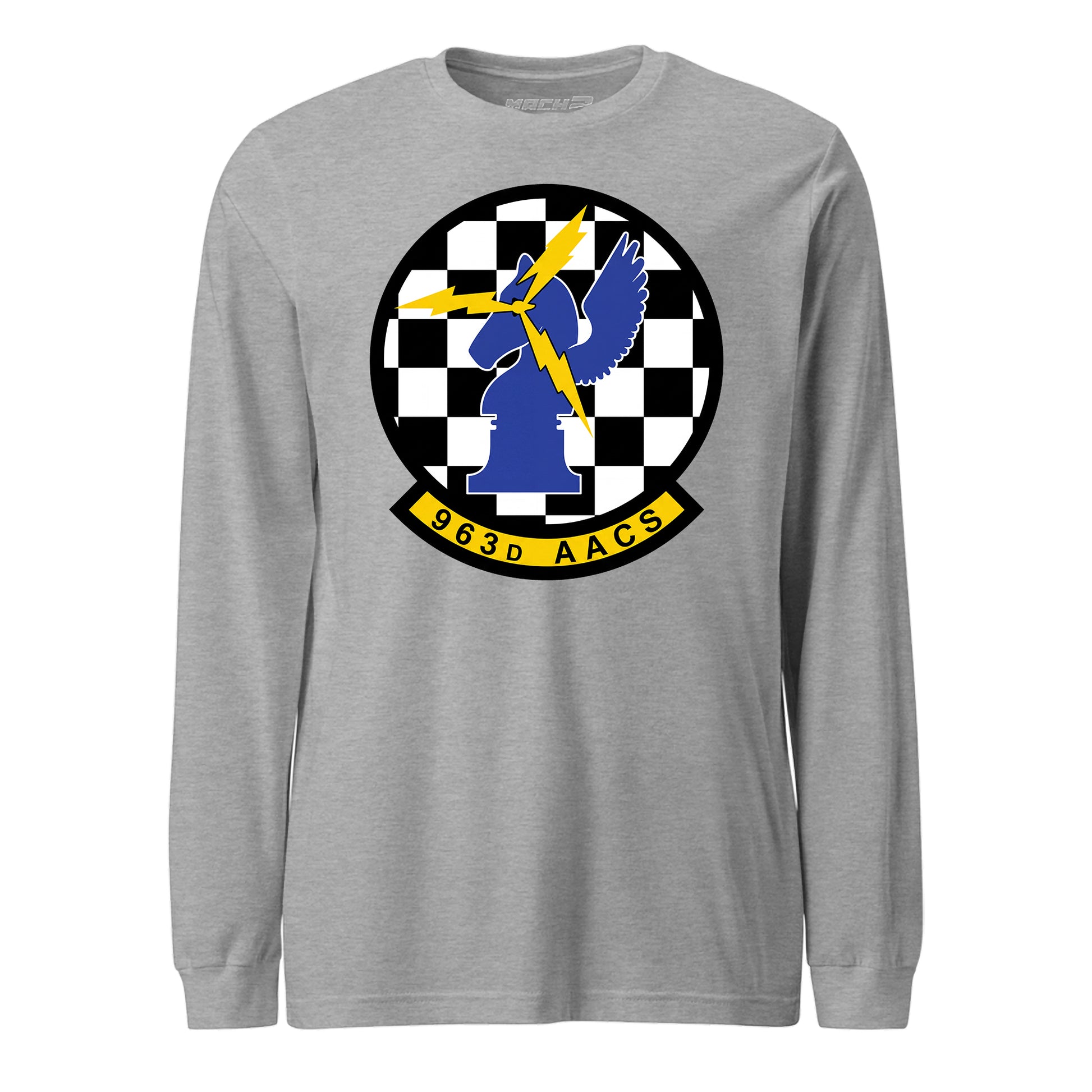 Mach2 Squadron Upload | 963RD AIRBORNE AIR CONTROL SQUADRON | Long Sleeve | Heather Grey | MACH-LONG-SLEEVE-FRONT-GREY.jpg