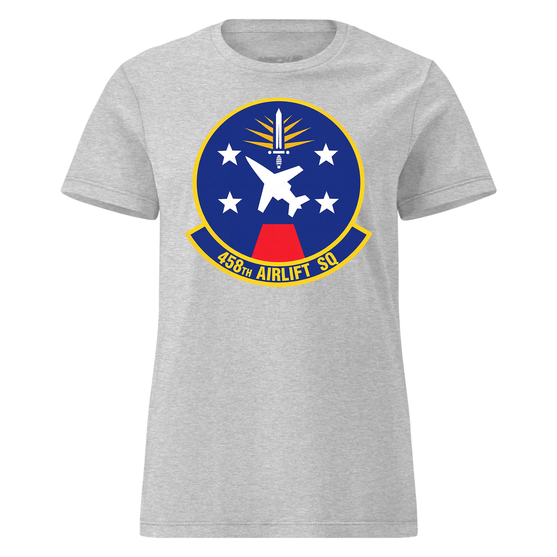 Mach2 Squadron Upload | 458TH AIRLIFT SQUADRON | Womens | Heather Grey | MACH-WOMENS-FRONT-GREY.jpg