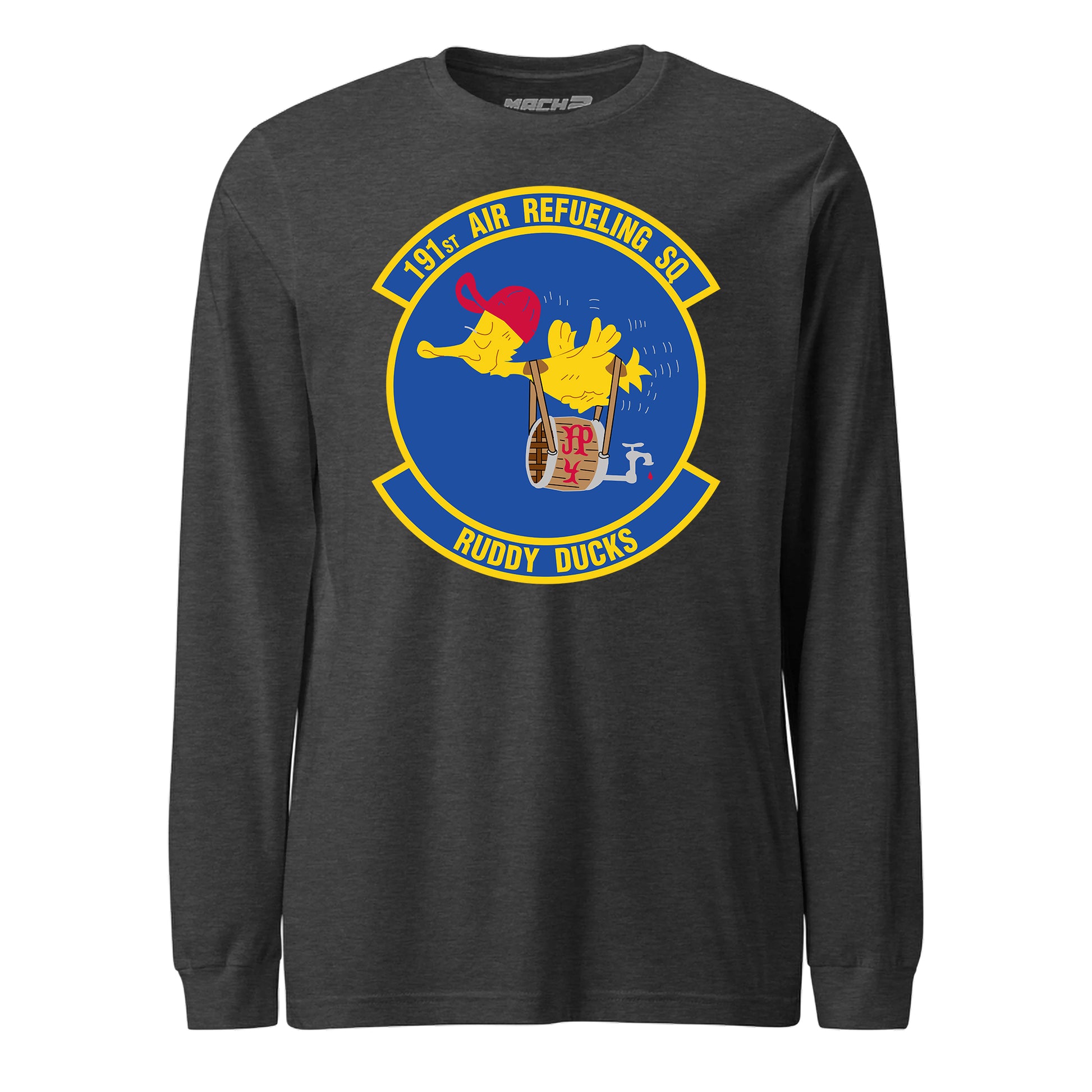 Mach2 Squadron Upload | 191ST AIR REFUELING SQUADRON | Long Sleeve | Charcoal Heather | MACH-LONG-SLEEVE-FRONT-CHARCOAL.jpg