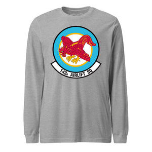 Mach2 Squadron Upload | 143RD AIRLIFT SQUADRON | Long Sleeve | Heather Grey | MACH-LONG-SLEEVE-FRONT-GREY.jpg