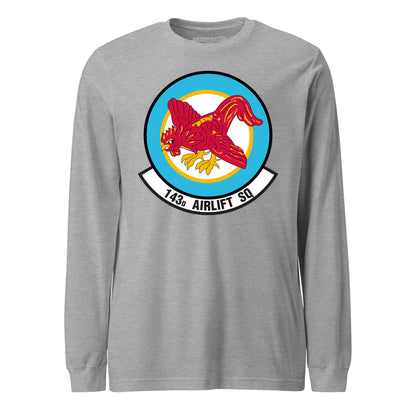 Mach2 Squadron Upload | 143RD AIRLIFT SQUADRON | Long Sleeve | Heather Grey | MACH-LONG-SLEEVE-FRONT-GREY.jpg