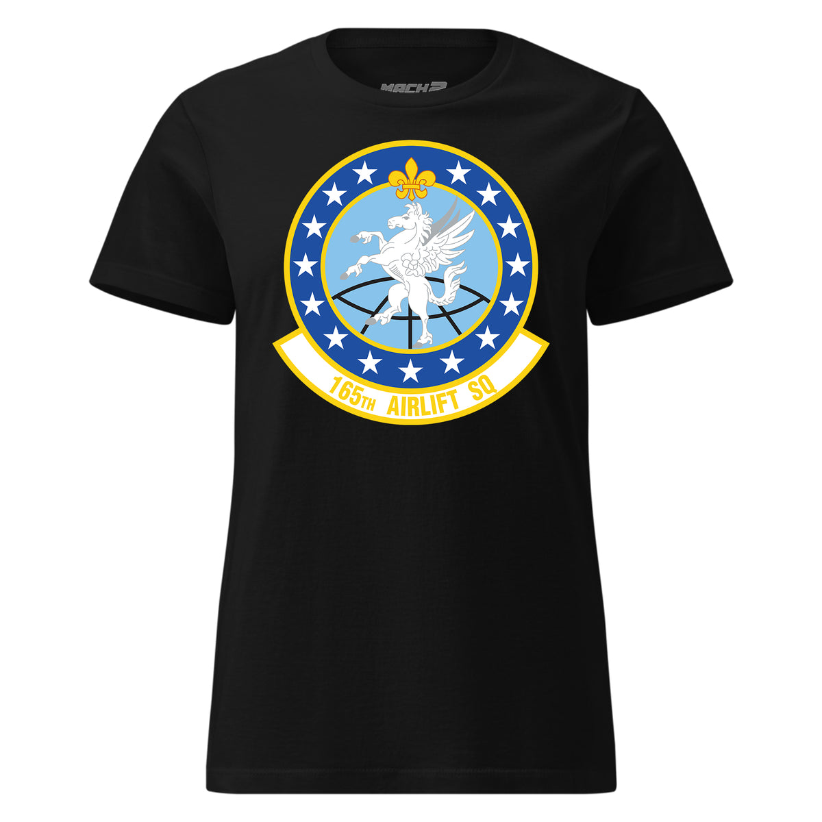 Mach2 Squadron Upload | 165TH AIRLIFT SQUADRON | Womens | Black | MACH-WOMENS-FRONT-BLACK.jpg