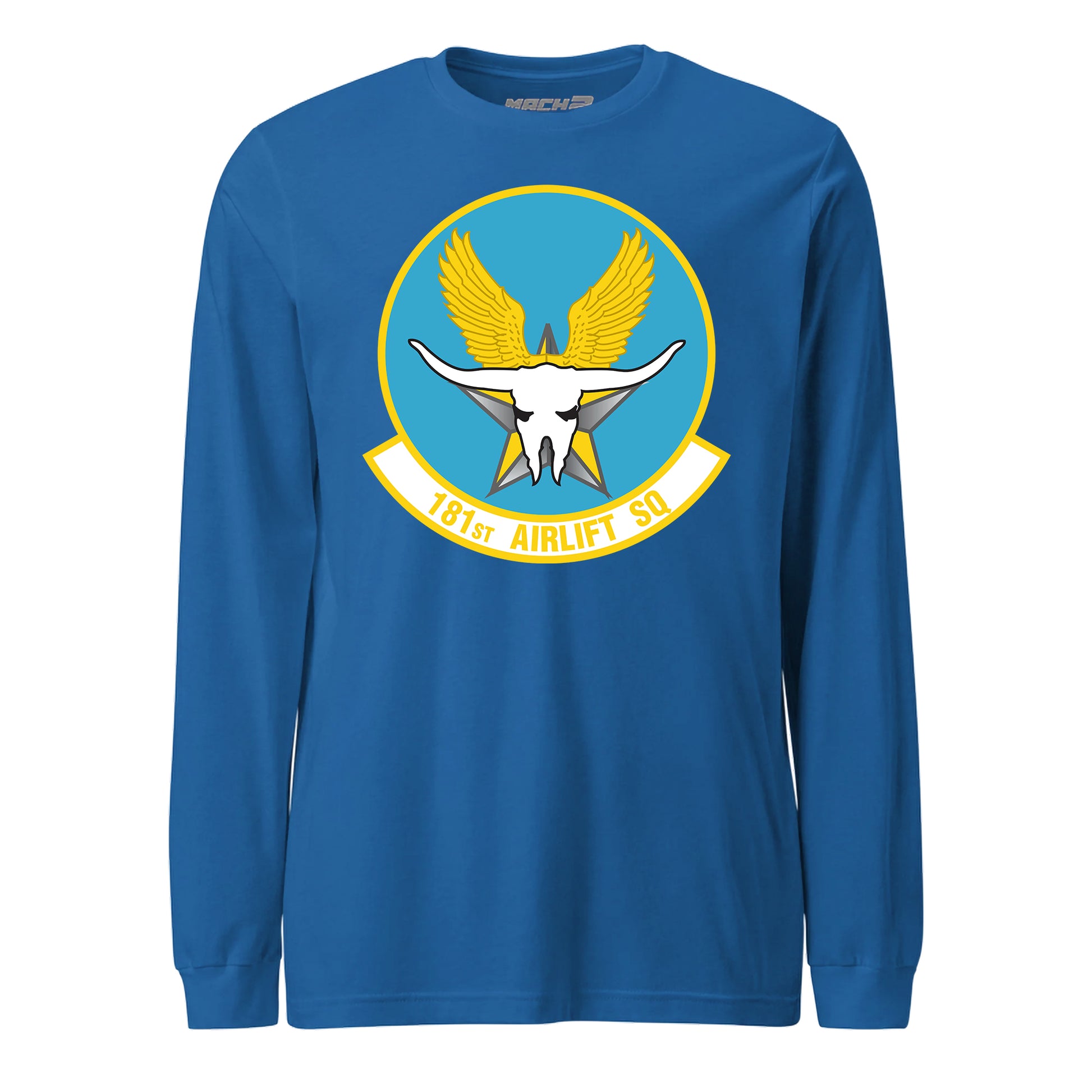 Mach2 Squadron Upload | 181ST AIRLIFT SQUADRON | Long Sleeve | Royal | MACH-LONG-SLEEVE-FRONT-ROYAL.jpg