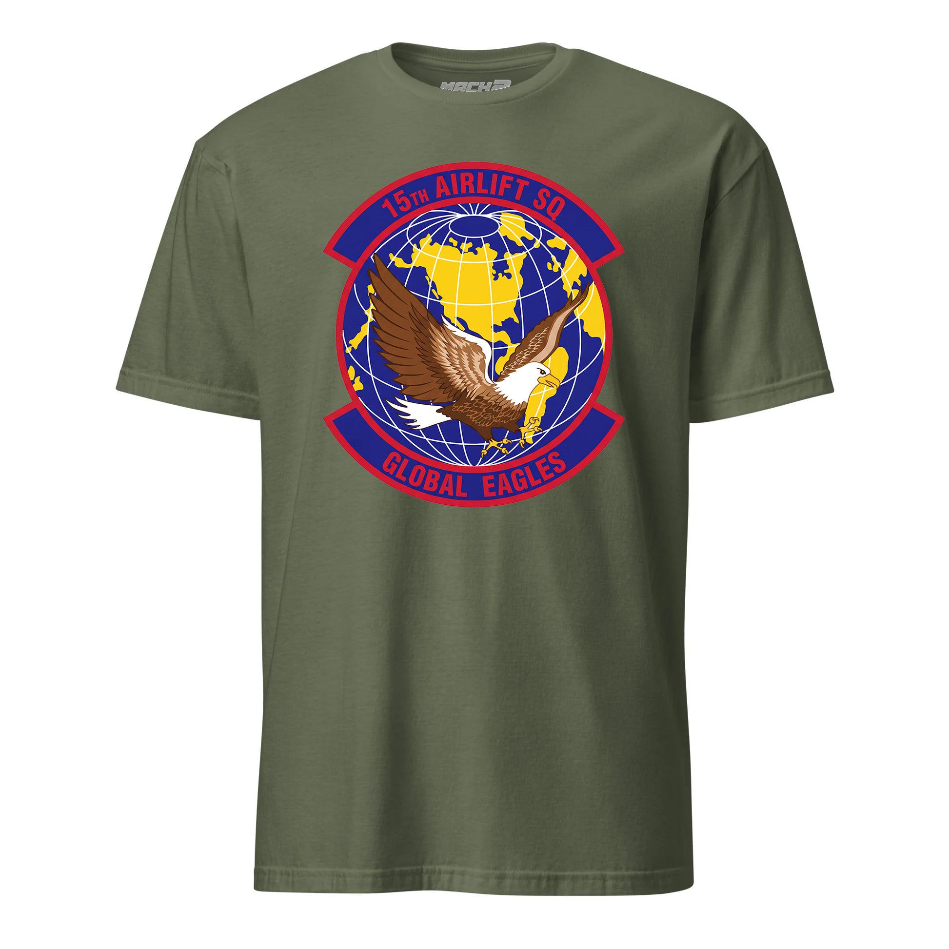 Mach2 Squadron Upload | 15TH AIRLIFT SQUADRON | T-Shirt | OD Green | MACH-SHORT-SLEEVE-FRONT-OD.jpg