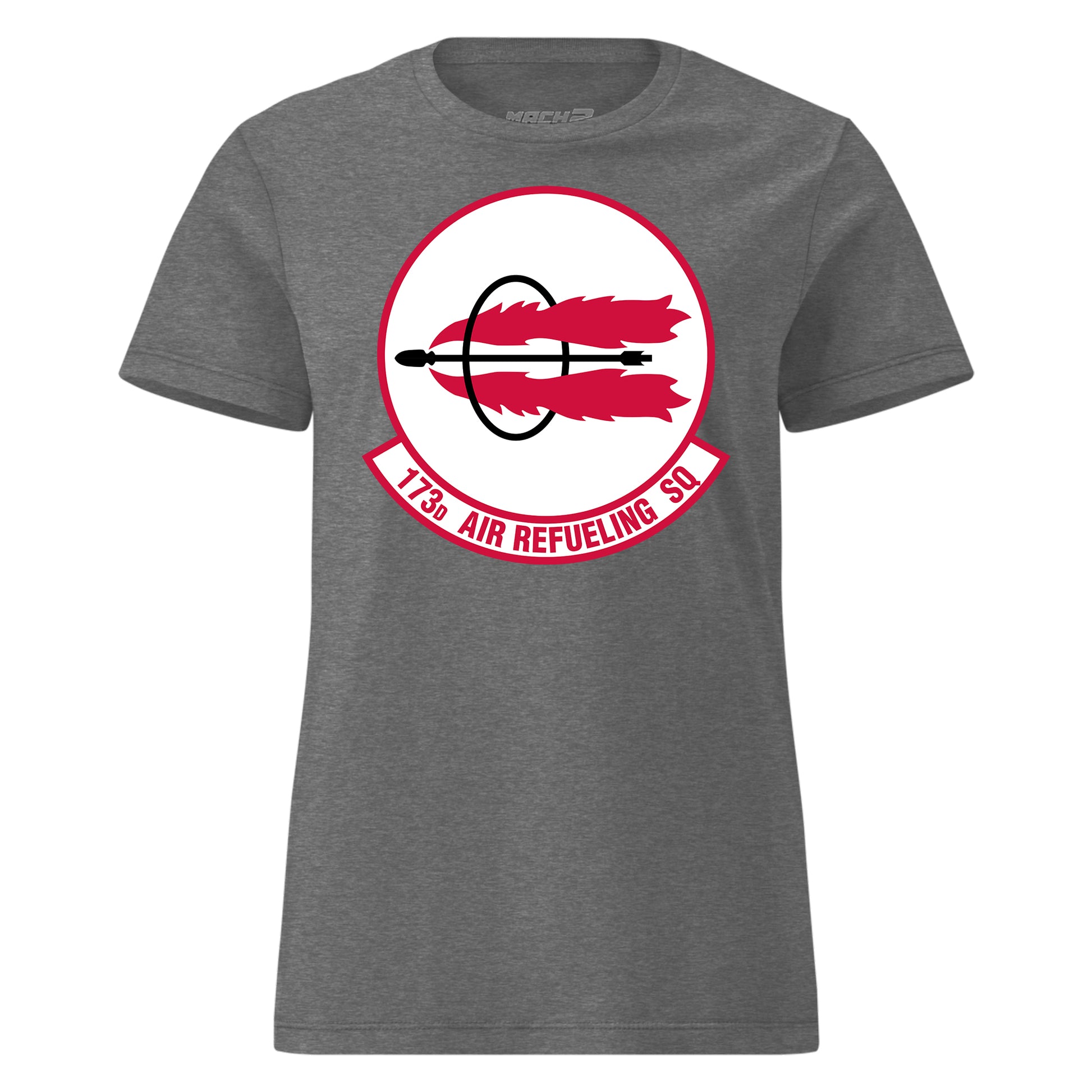 Mach2 Squadron Upload | 173RD AIR REFUELING SQUADRON | Womens | Charcoal Heather | MACH-WOMENS-FRONT-CHARCOAL.jpg
