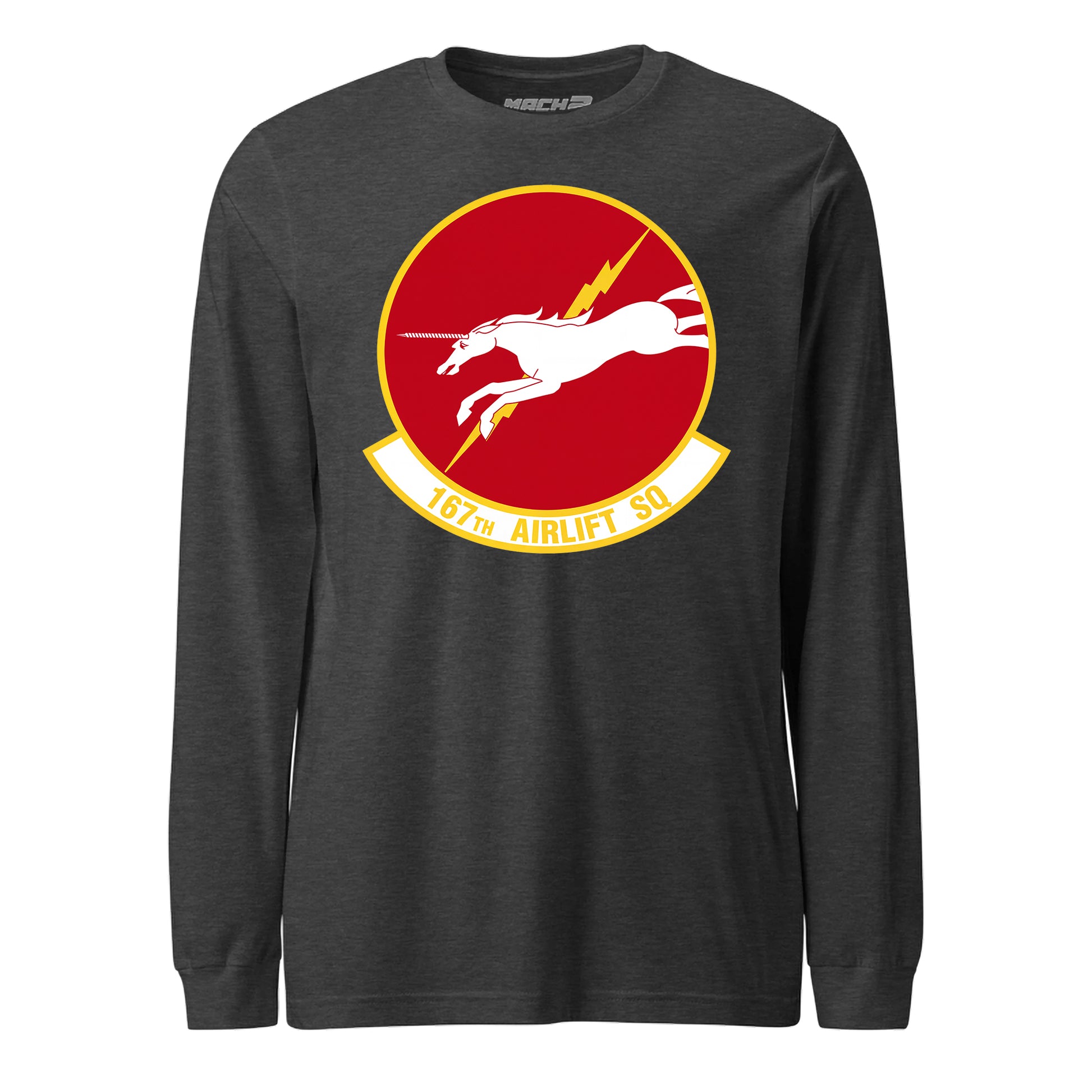 Mach2 Squadron Upload | 167TH AIRLIFT SQUADRON | Long Sleeve | Charcoal Heather | MACH-LONG-SLEEVE-FRONT-CHARCOAL.jpg