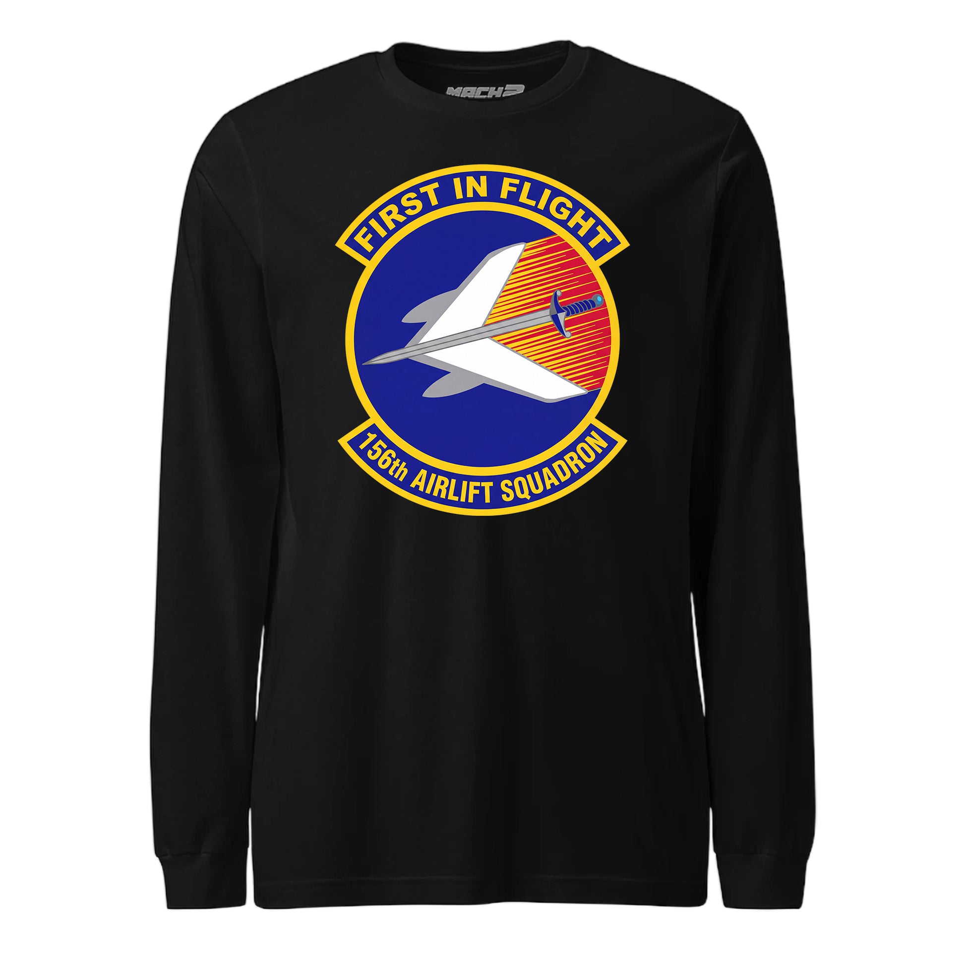 Mach2 Squadron Upload | 156TH AIRLIFT SQUADRON | Long Sleeve | Black | MACH-LONG-SLEEVE-FRONT-BLACK.jpg