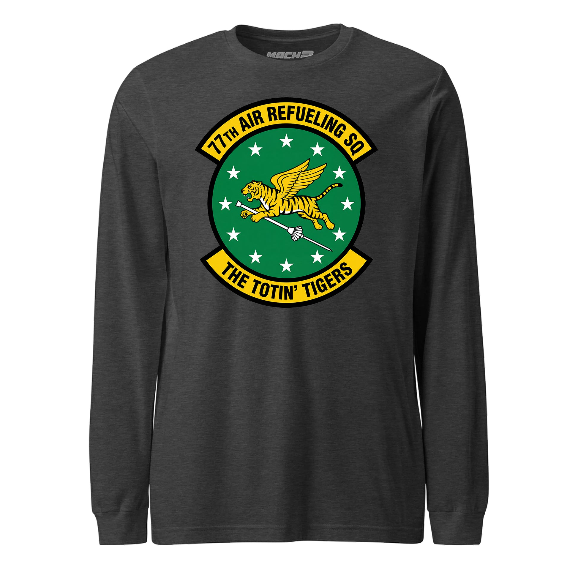 Mach2 Squadron Upload | 77TH AIR REFUELING SQUADRON | Long Sleeve | Charcoal Heather | MACH-LONG-SLEEVE-FRONT-CHARCOAL.jpg