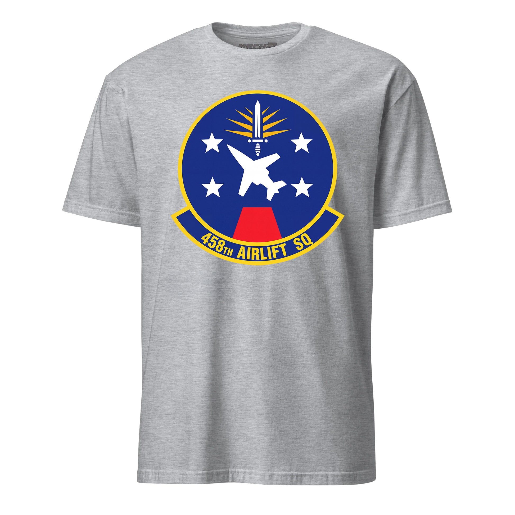 Mach2 Squadron Upload | 458TH AIRLIFT SQUADRON | T-Shirt | Heather Grey | MACH-SHORT-SLEEVE-FRONT-GREY.jpg