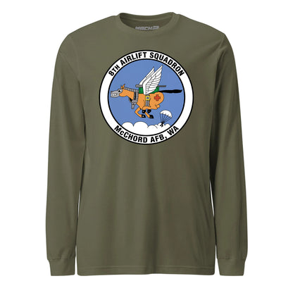 Mach2 Squadron Upload | 8TH AIRLIFT SQUADRON | Long Sleeve | OD Green | MACH-LONG-SLEEVE-FRONT-OD.jpg