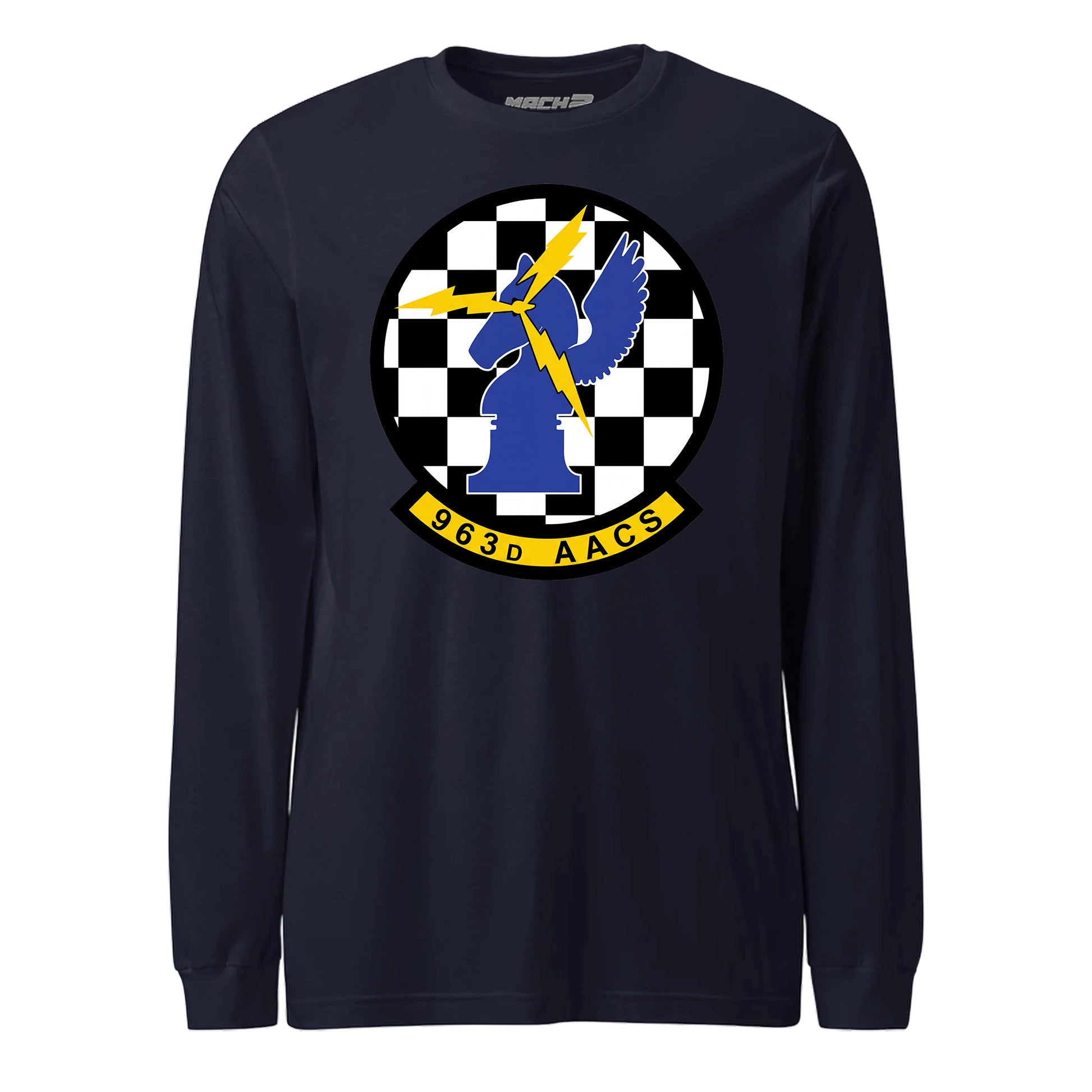 Mach2 Squadron Upload | 963RD AIRBORNE AIR CONTROL SQUADRON | Long Sleeve | Navy | MACH-LONG-SLEEVE-FRONT-NAVY.jpg